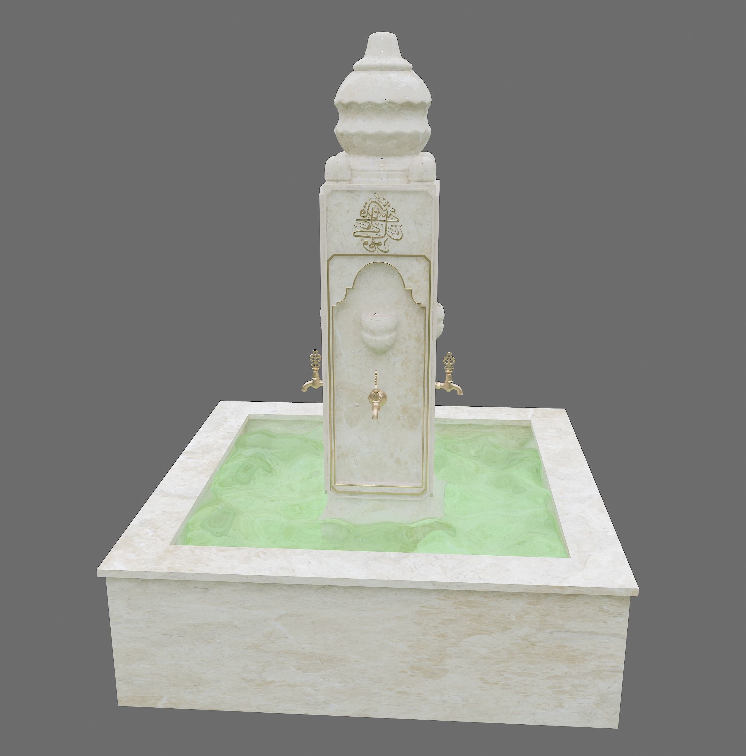 Medieval Water Fountain Islamic Ottoman Style Low-poly 3D model_15