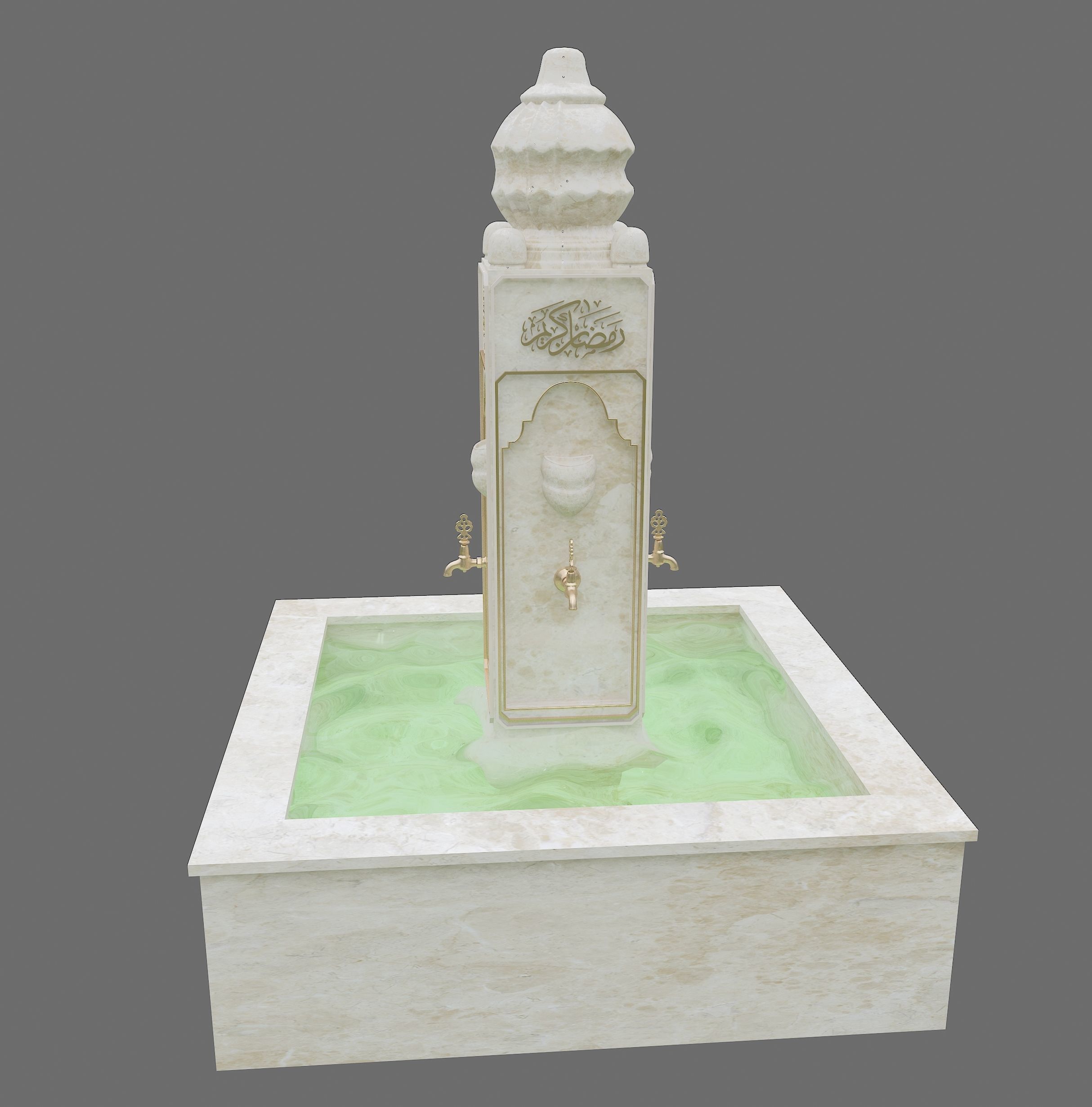 Medieval Water Fountain Islamic Ottoman Style Low-poly 3D model_7