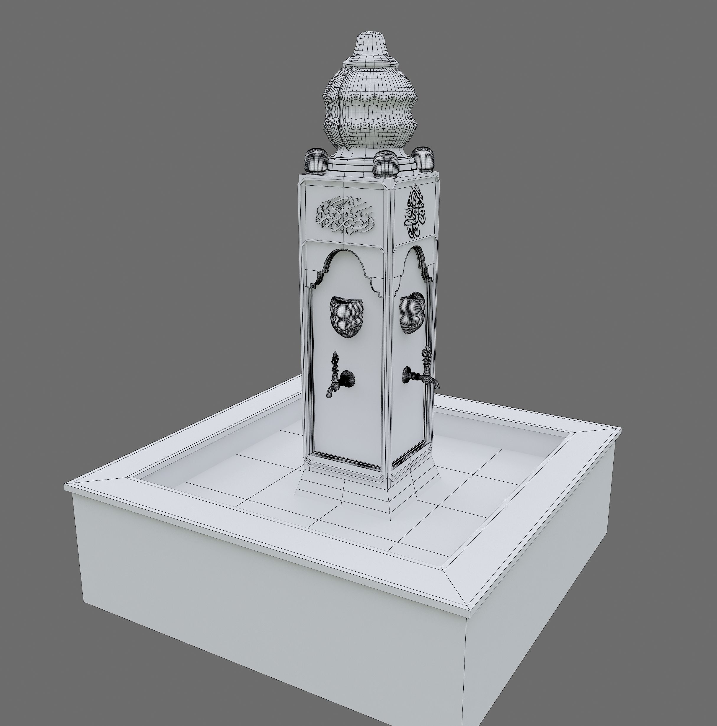 Medieval Water Fountain Islamic Ottoman Style Low-poly 3D model_29