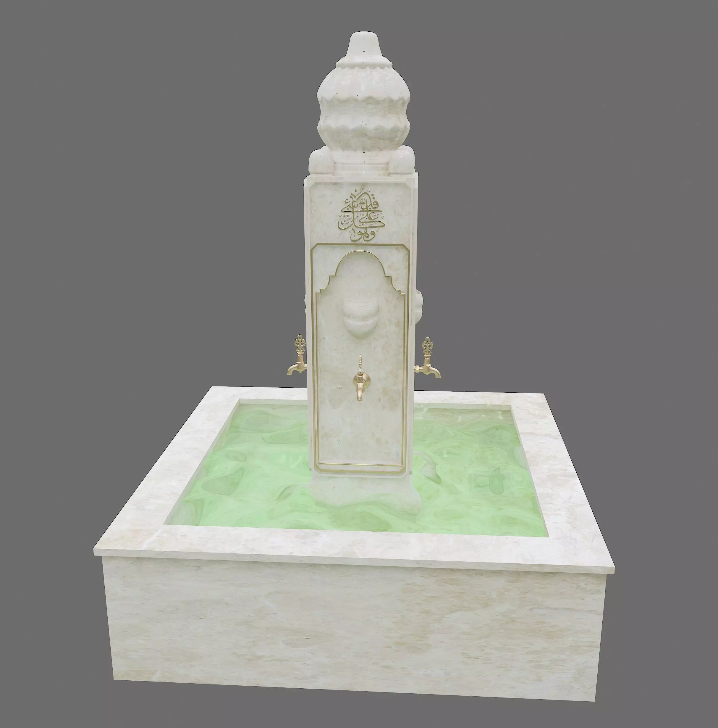 Medieval Water Fountain Islamic Ottoman Style Low-poly 3D model_0