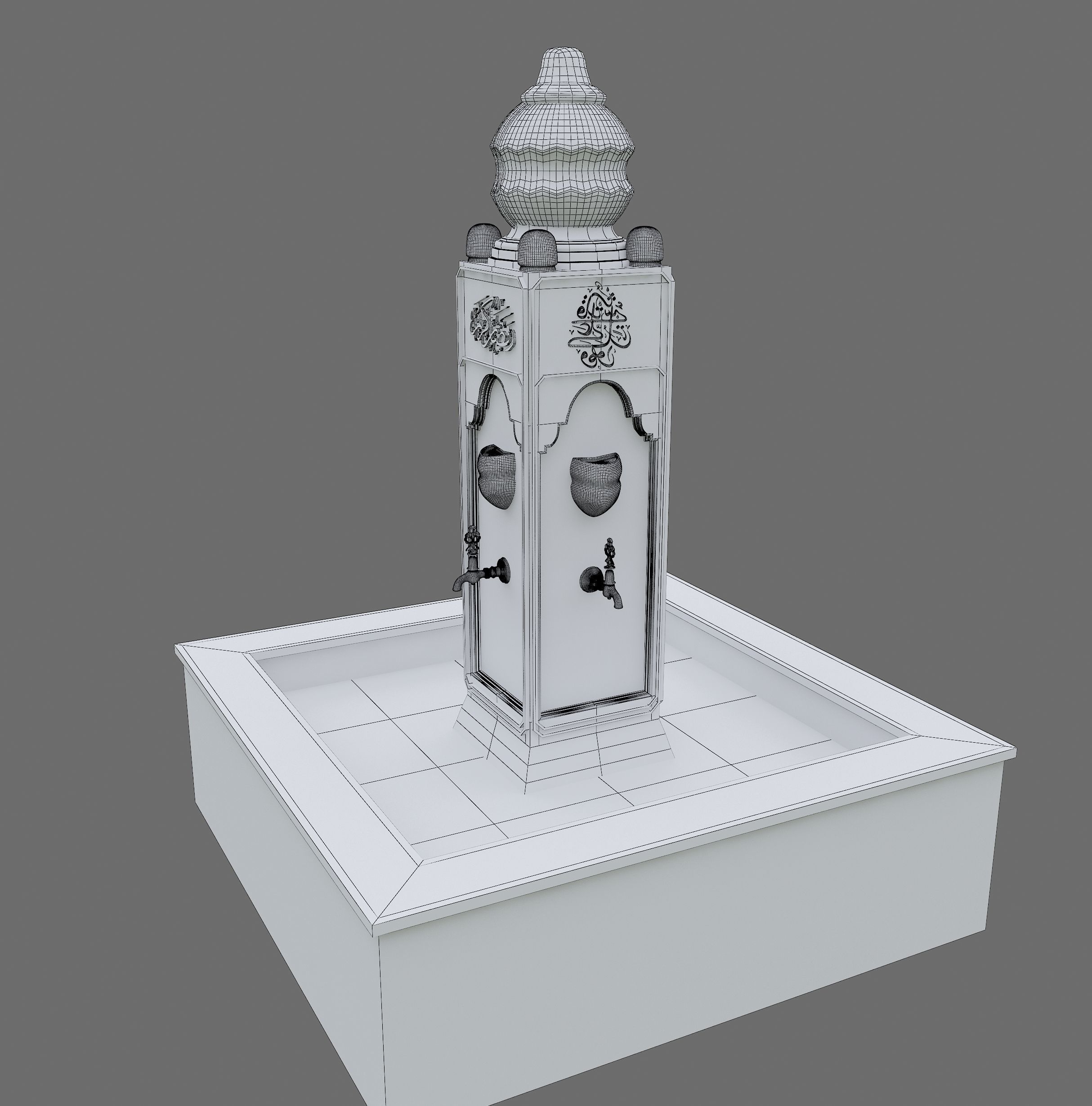 Medieval Water Fountain Islamic Ottoman Style Low-poly 3D model_31