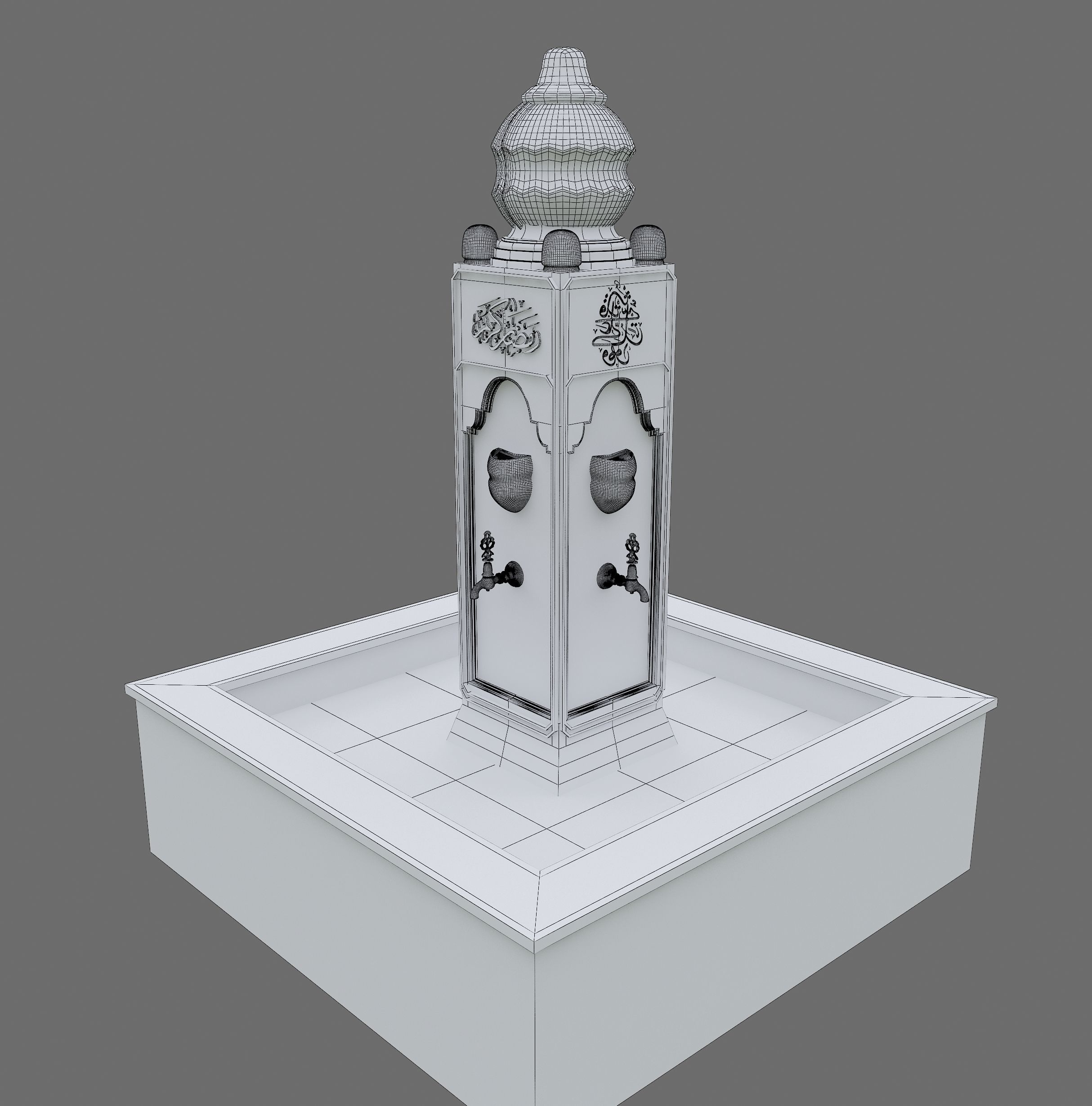 Medieval Water Fountain Islamic Ottoman Style Low-poly 3D model_30