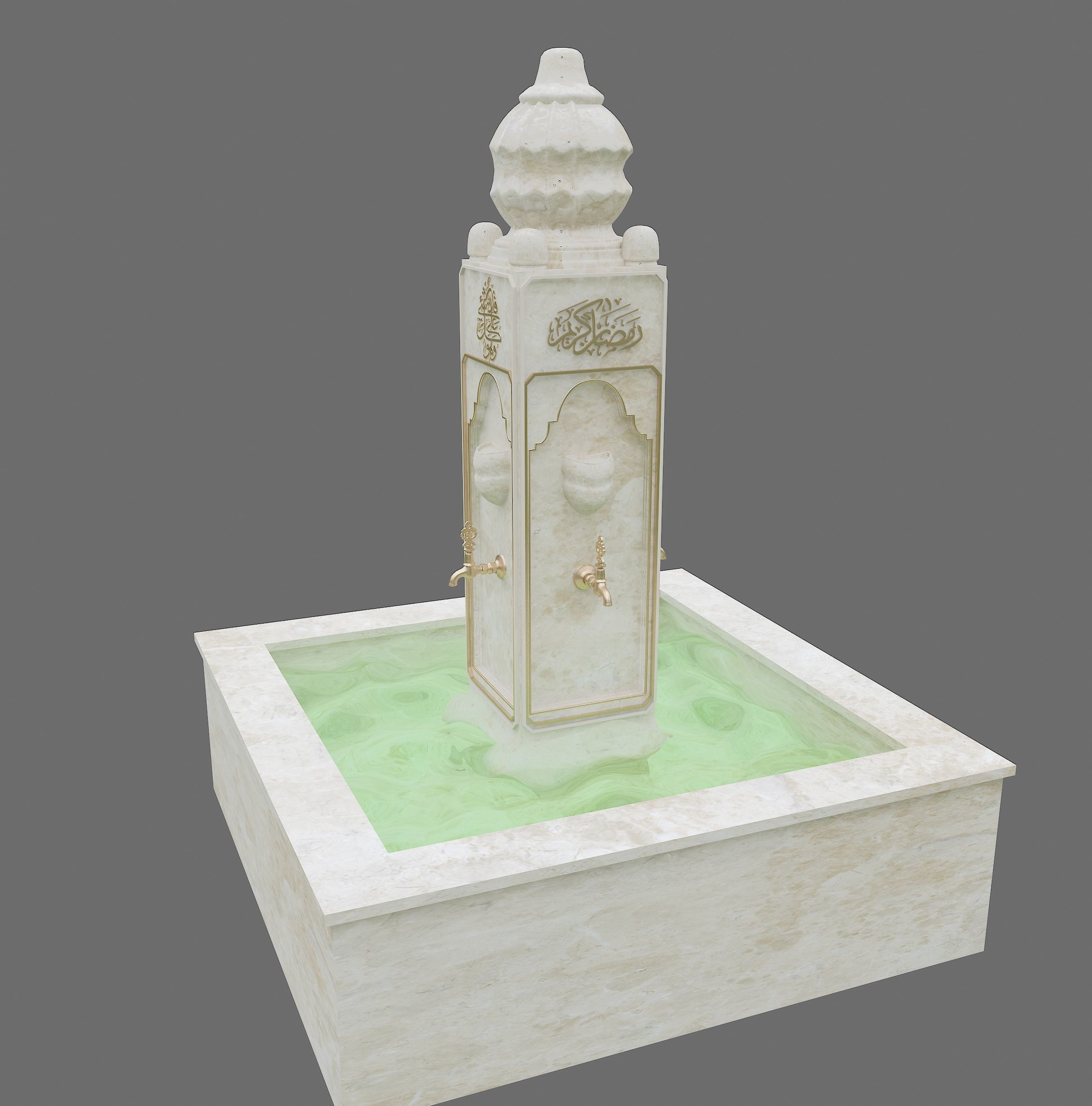Medieval Water Fountain Islamic Ottoman Style Low-poly 3D model_6