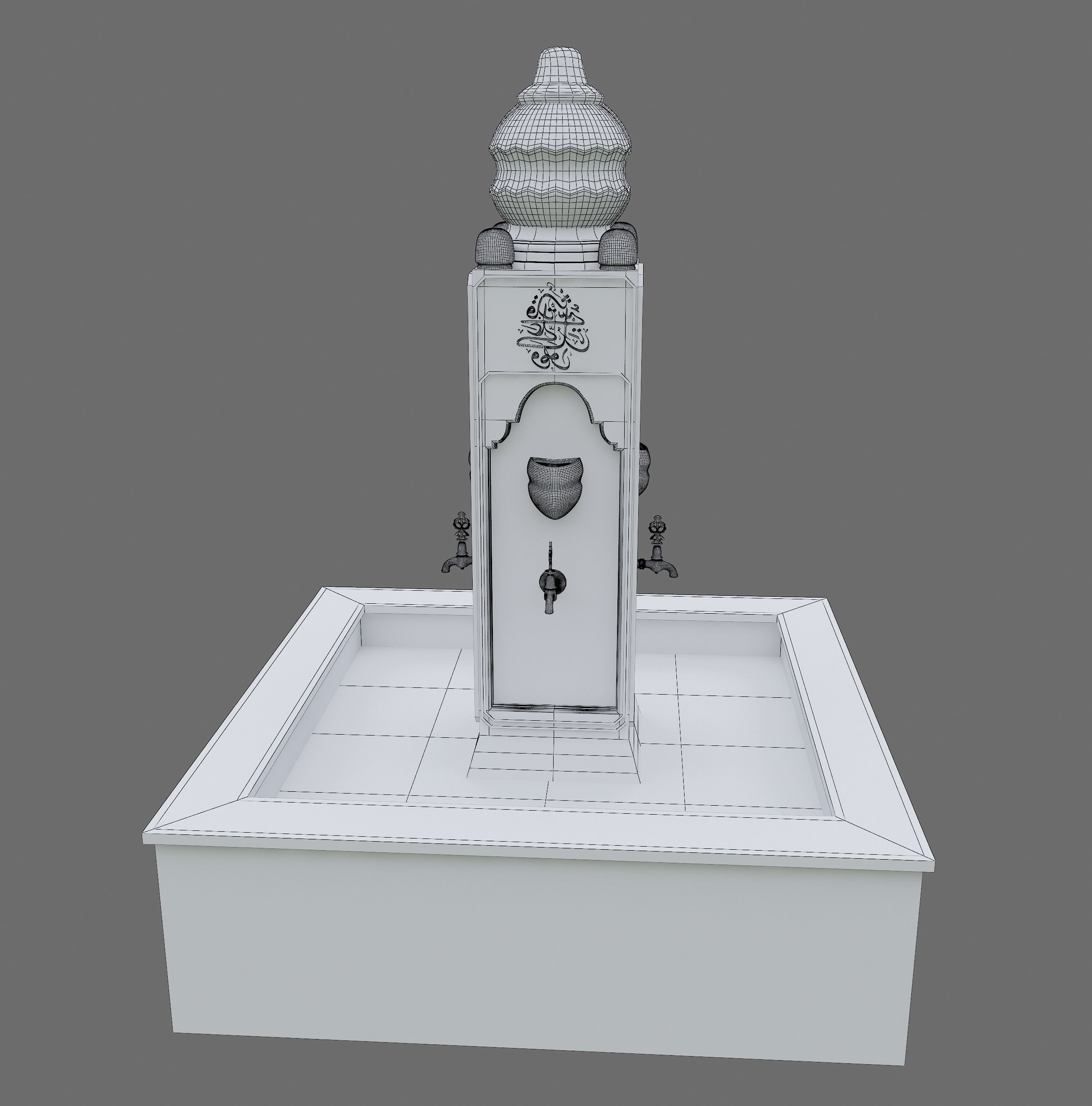 Medieval Water Fountain Islamic Ottoman Style Low-poly 3D model_20