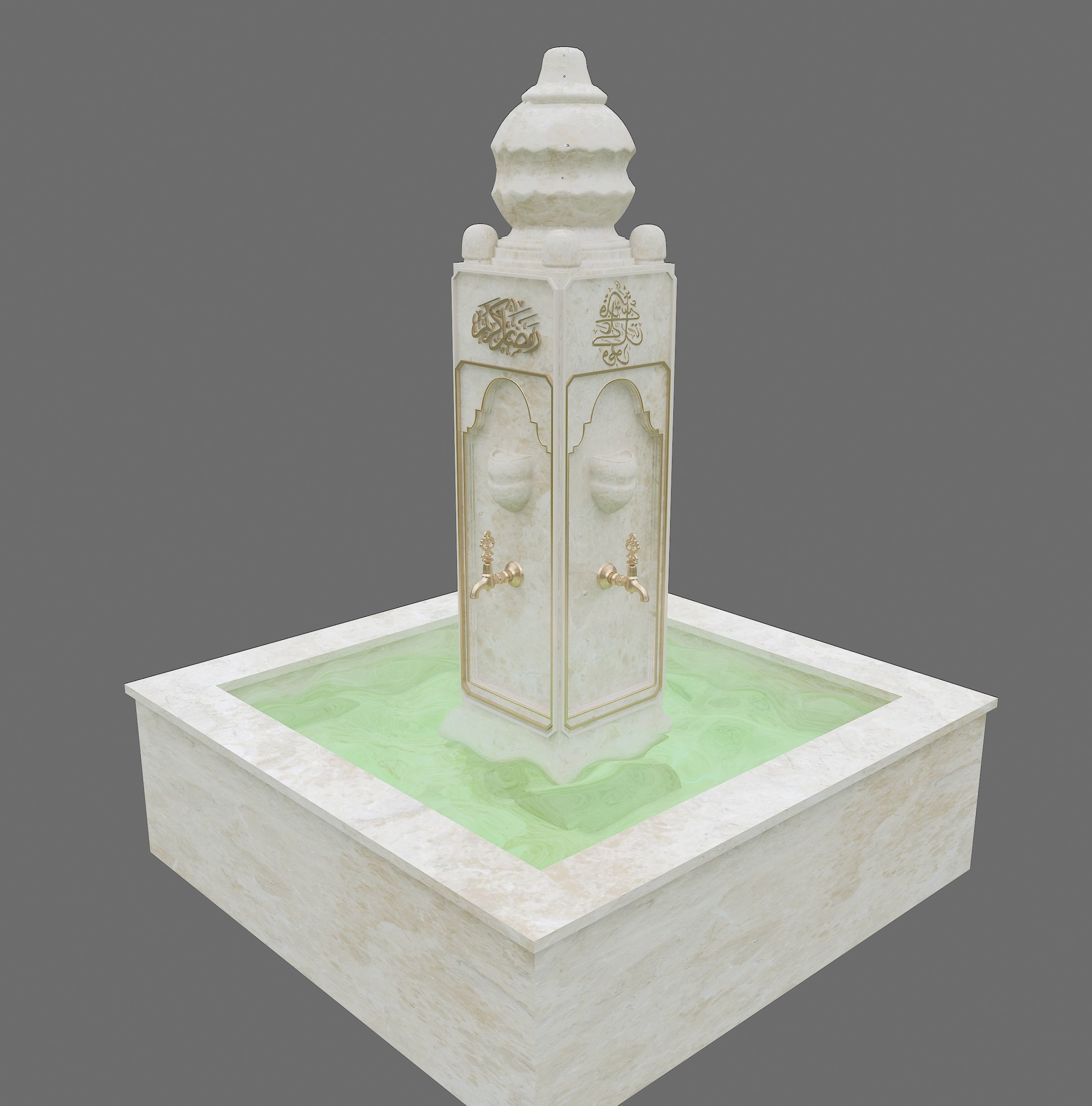 Medieval Water Fountain Islamic Ottoman Style Low-poly 3D model_10
