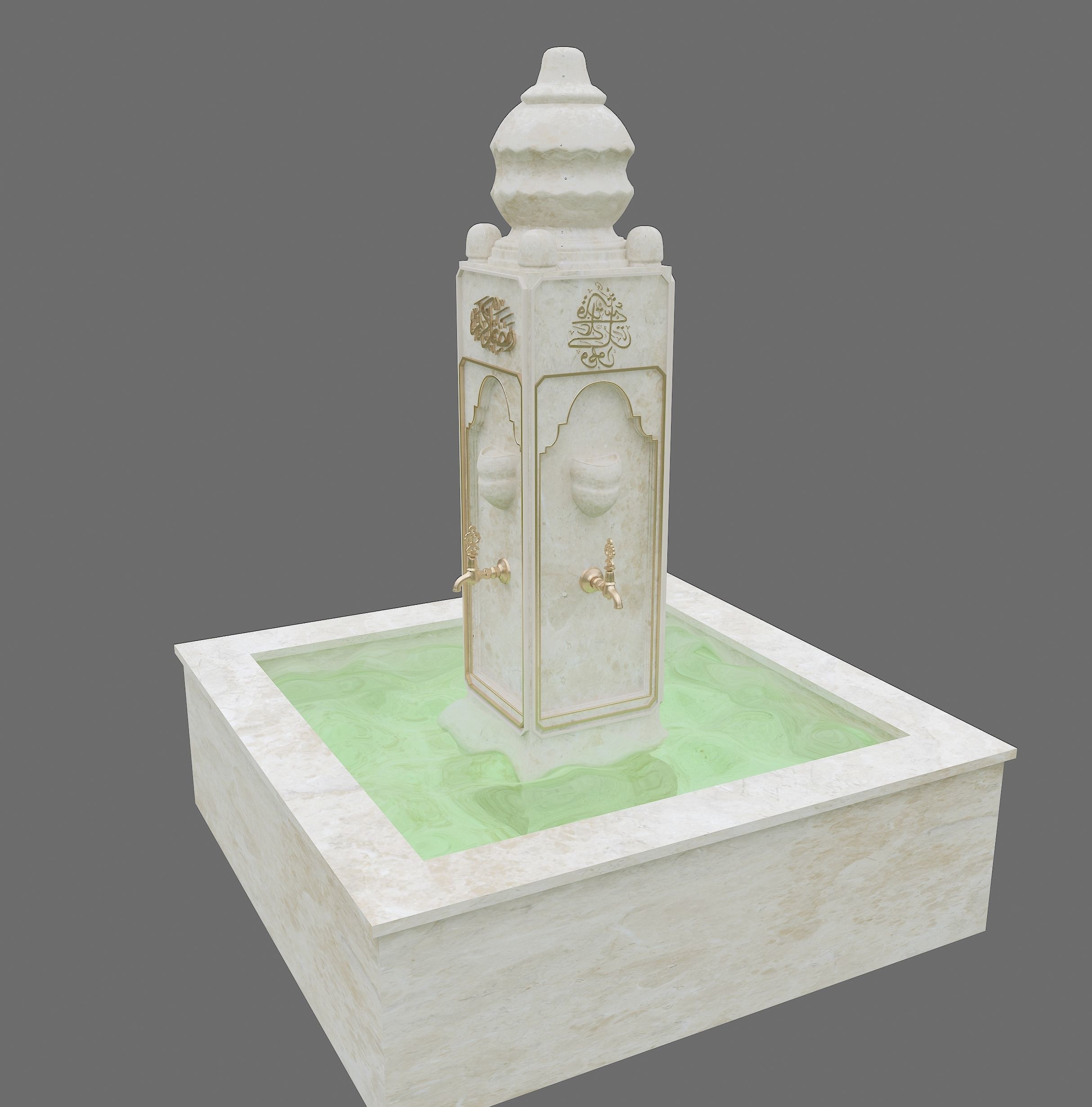 Medieval Water Fountain Islamic Ottoman Style Low-poly 3D model_11