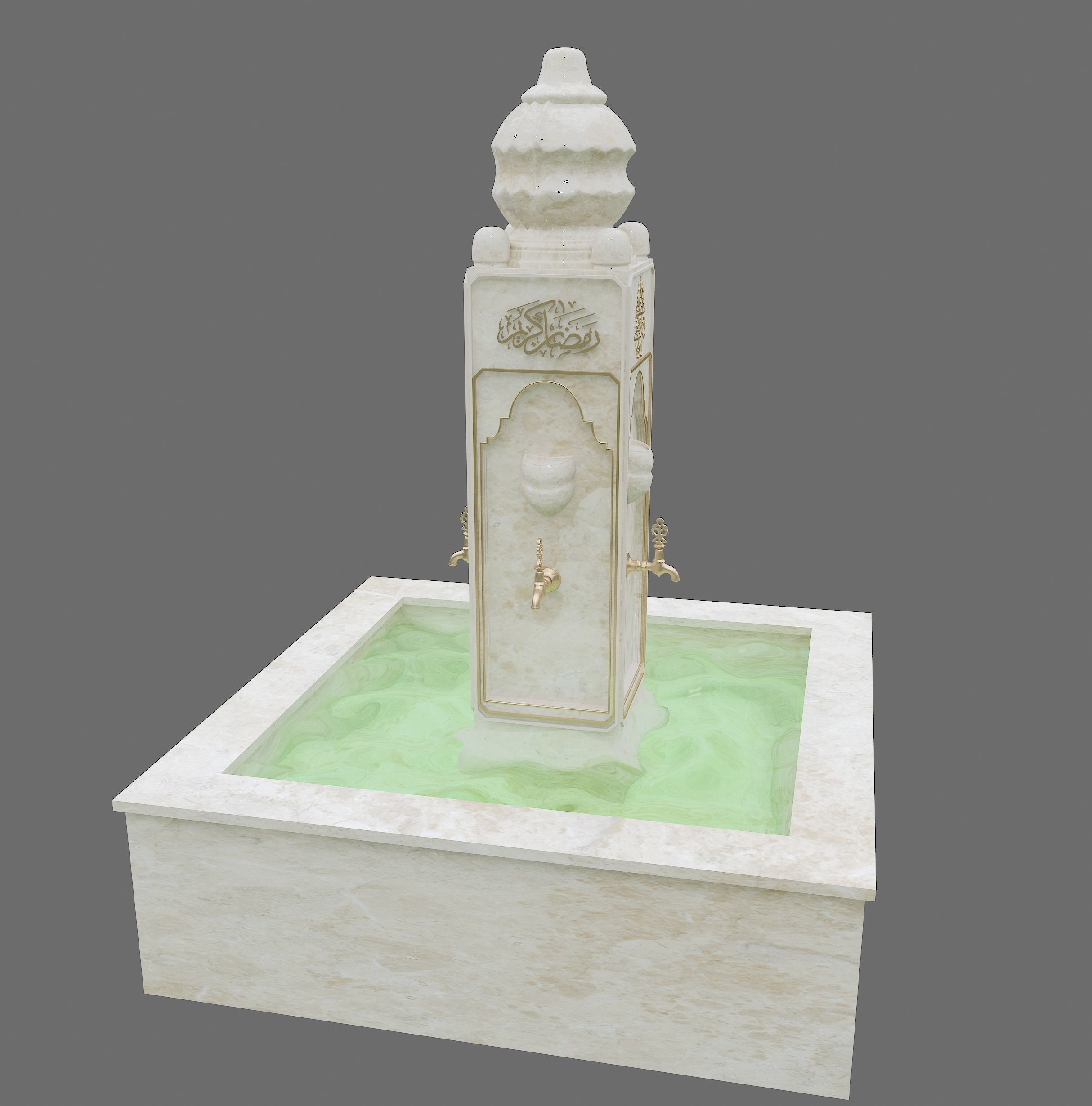 Medieval Water Fountain Islamic Ottoman Style Low-poly 3D model_8