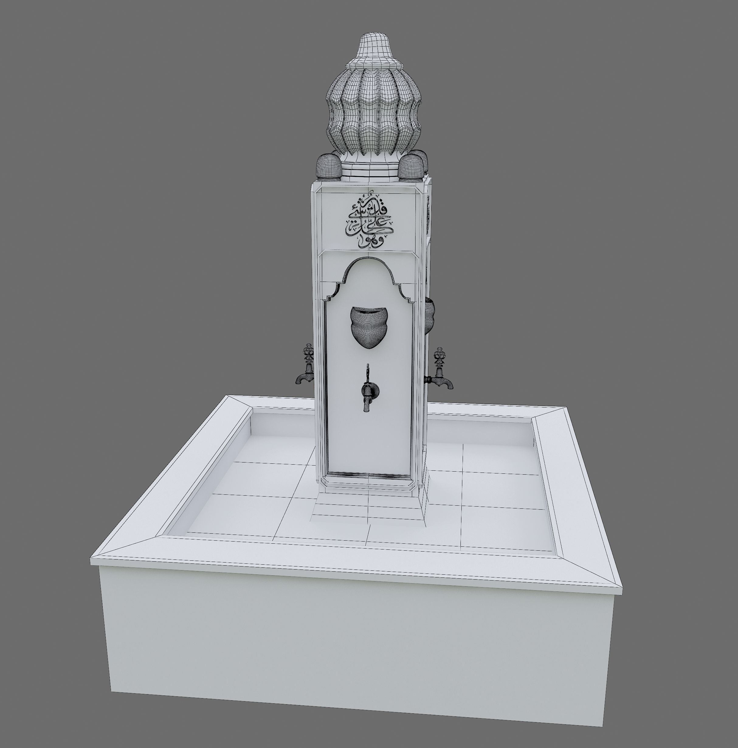 Medieval Water Fountain Islamic Ottoman Style Low-poly 3D model_18