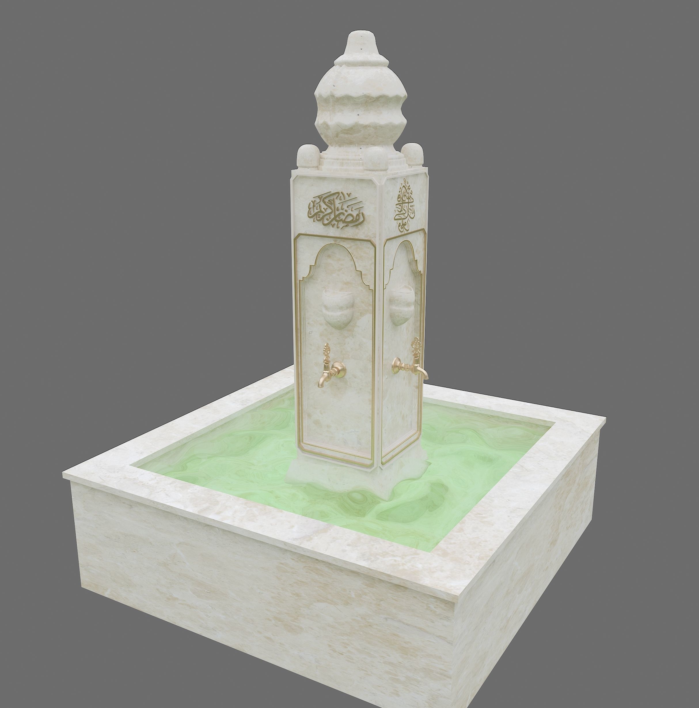 Medieval Water Fountain Islamic Ottoman Style Low-poly 3D model_9