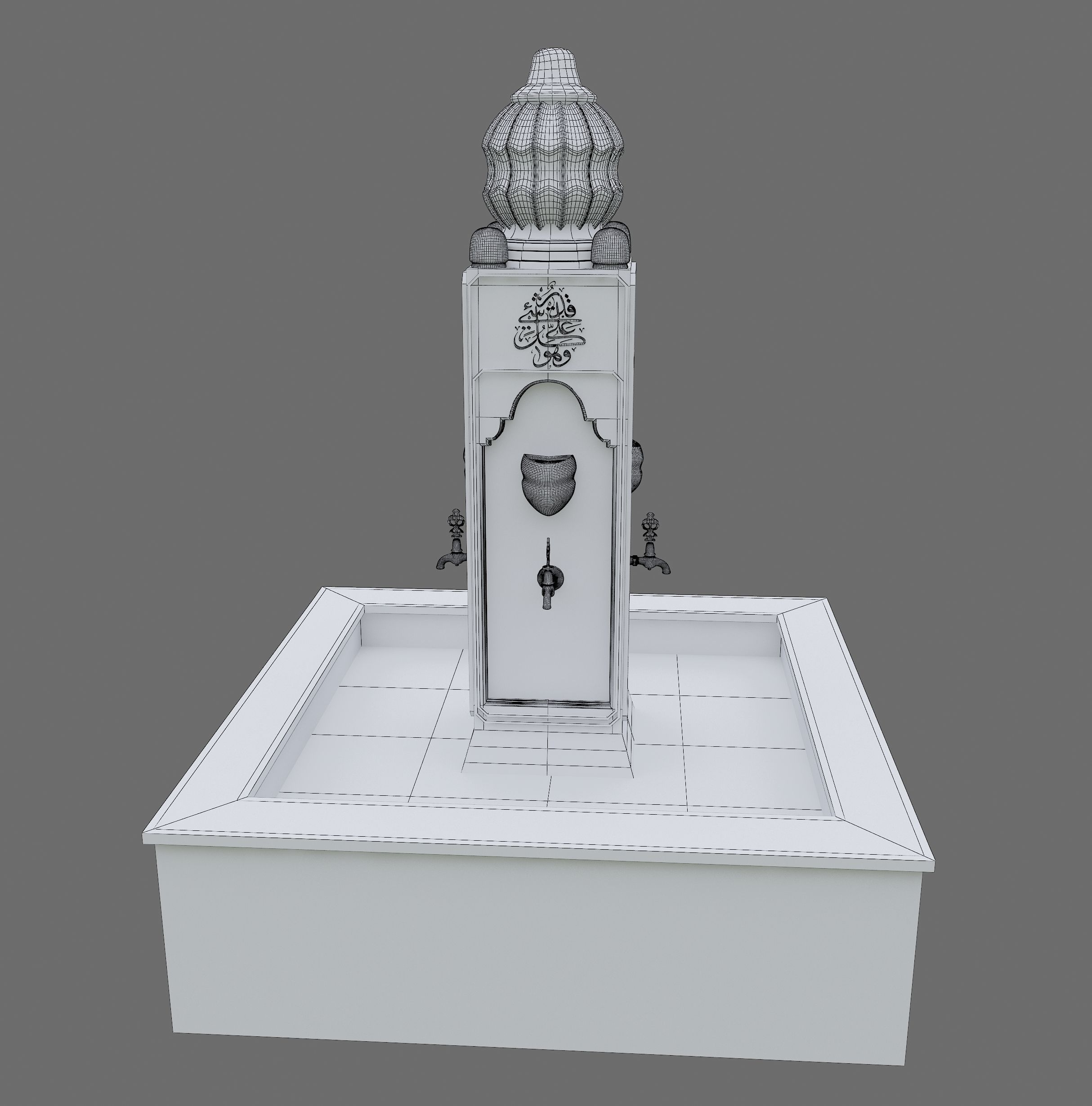Medieval Water Fountain Islamic Ottoman Style Low-poly 3D model_17