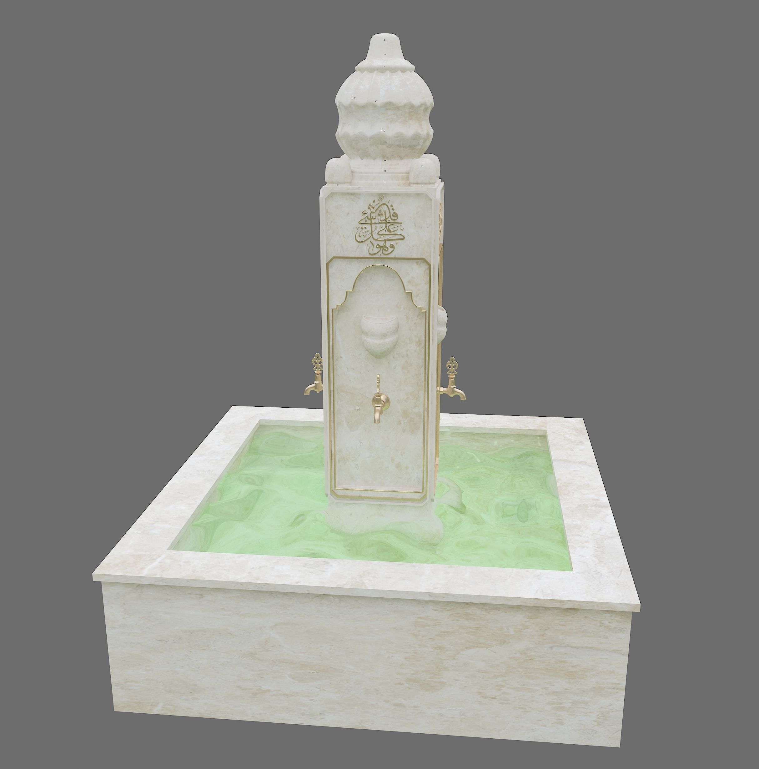 Medieval Water Fountain Islamic Ottoman Style Low-poly 3D model_1