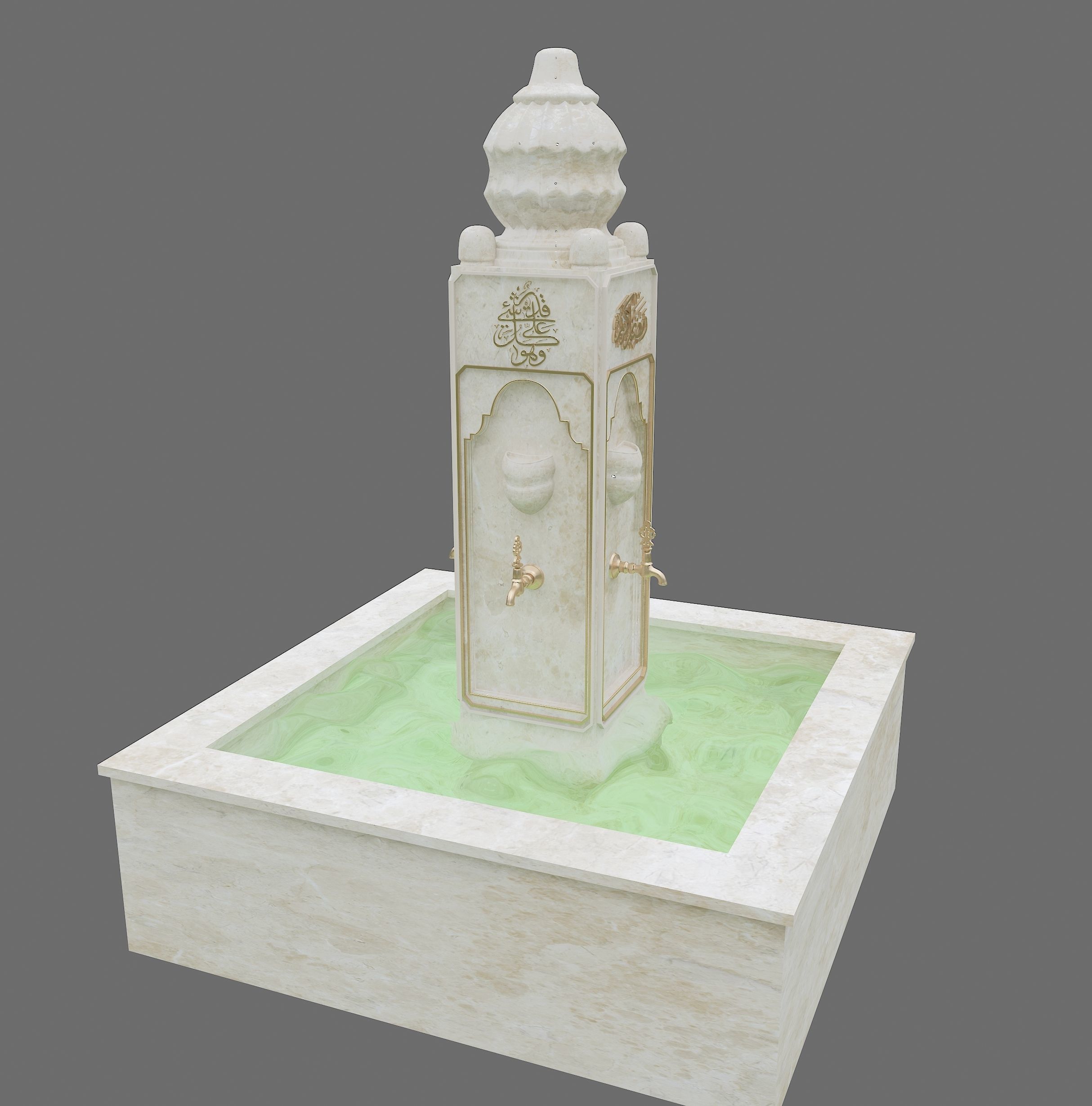 Medieval Water Fountain Islamic Ottoman Style Low-poly 3D model_3