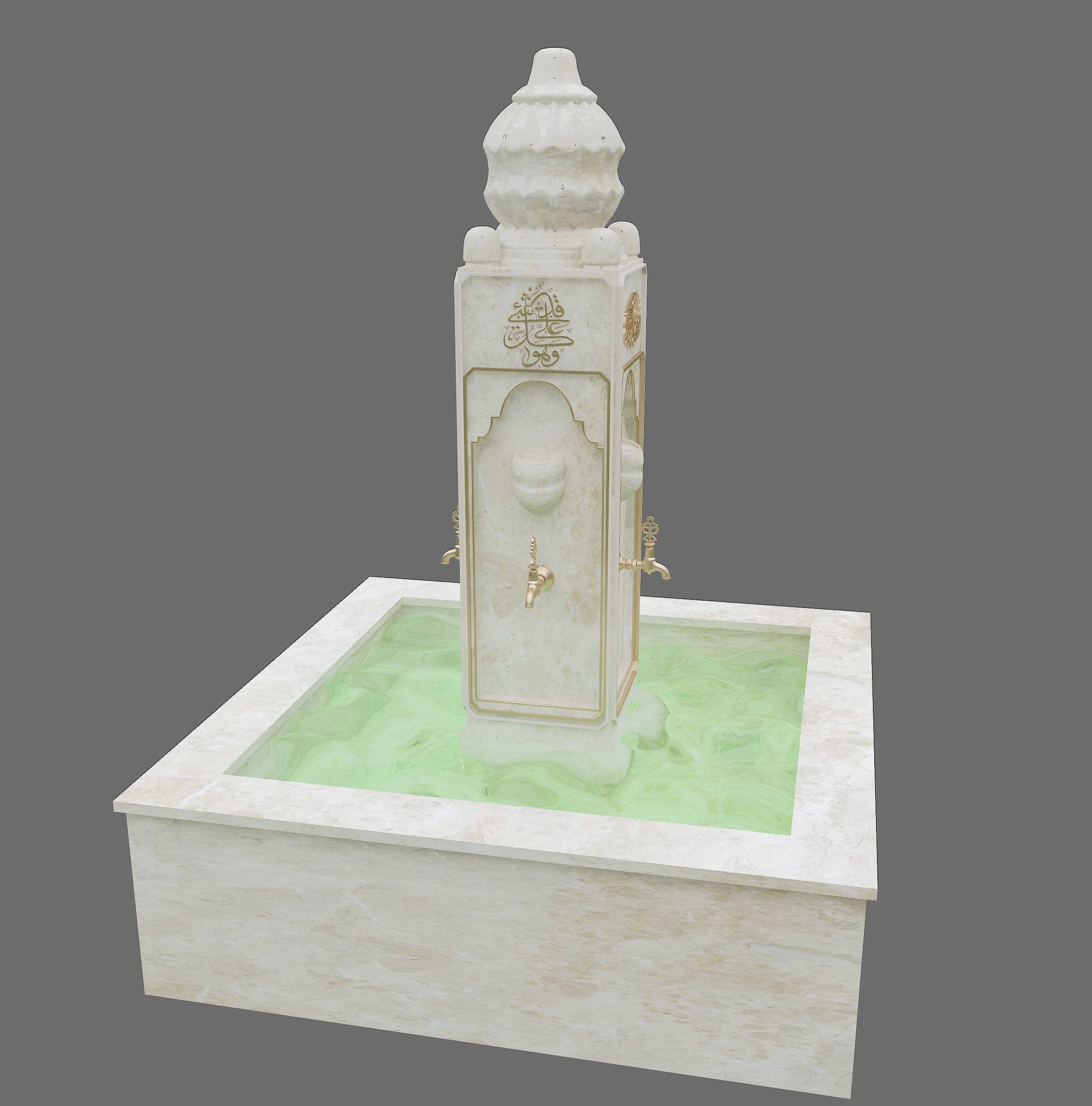 Medieval Water Fountain Islamic Ottoman Style Low-poly 3D model_2