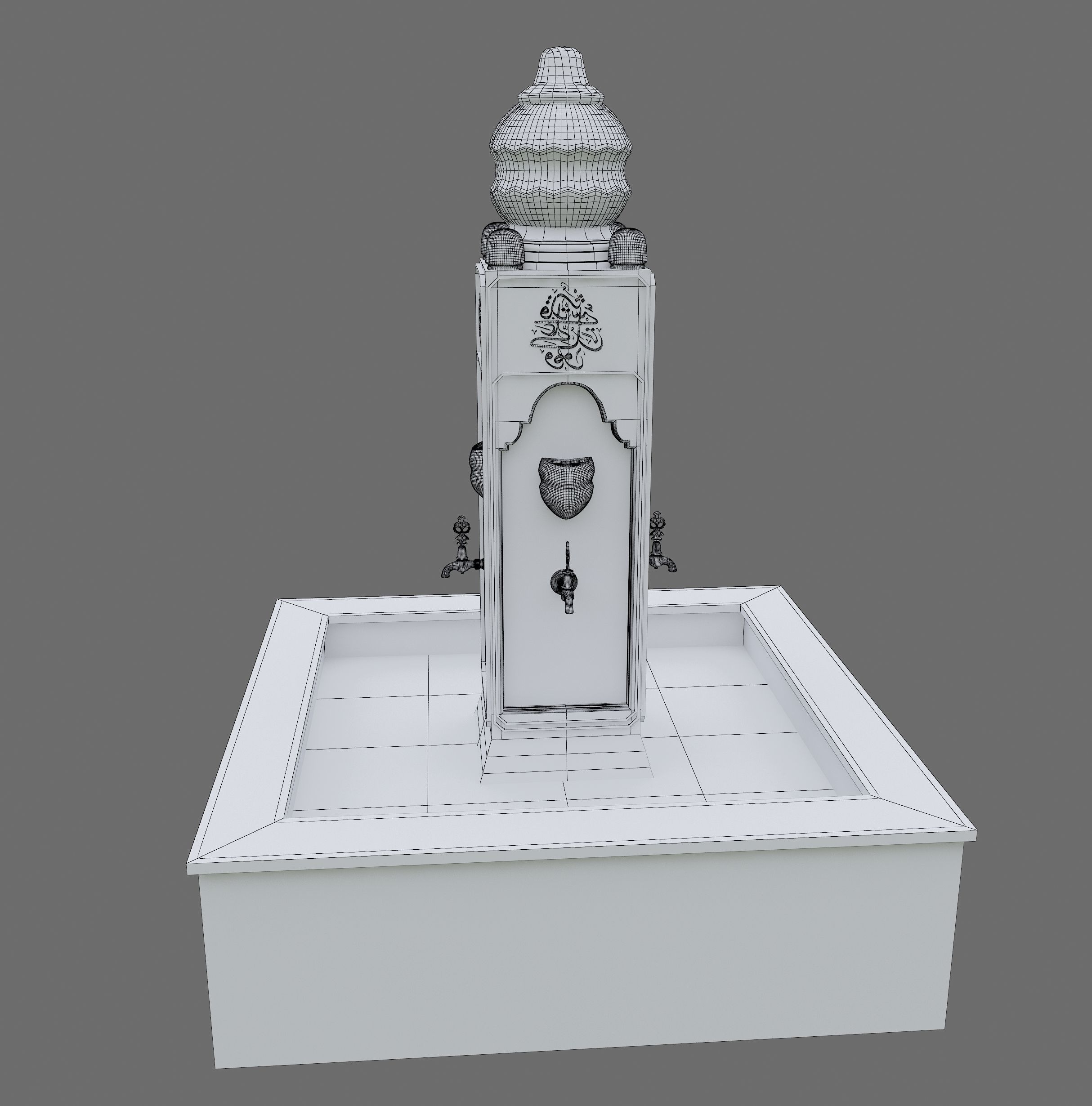 Medieval Water Fountain Islamic Ottoman Style Low-poly 3D model_21