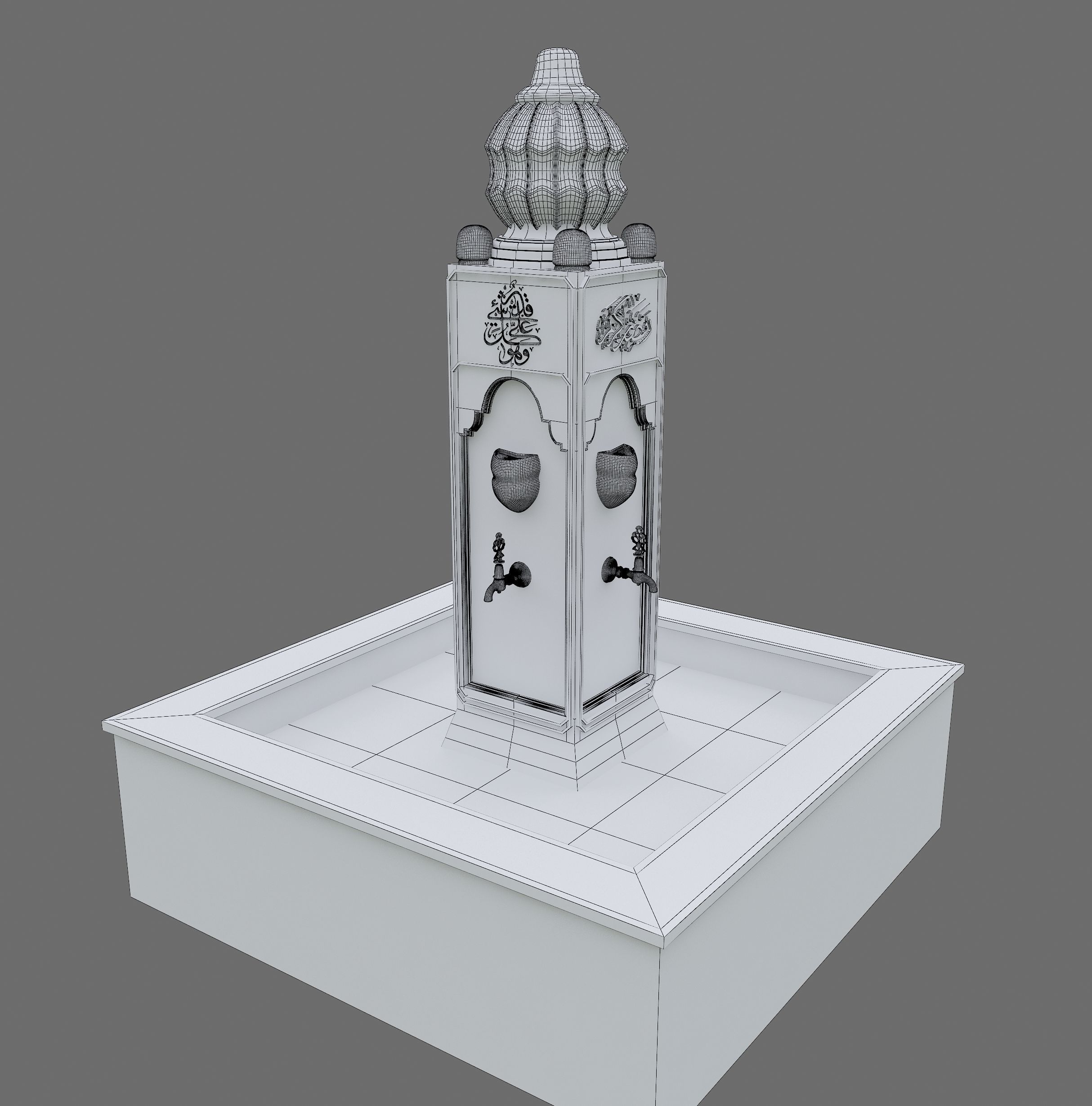 Medieval Water Fountain Islamic Ottoman Style Low-poly 3D model_28