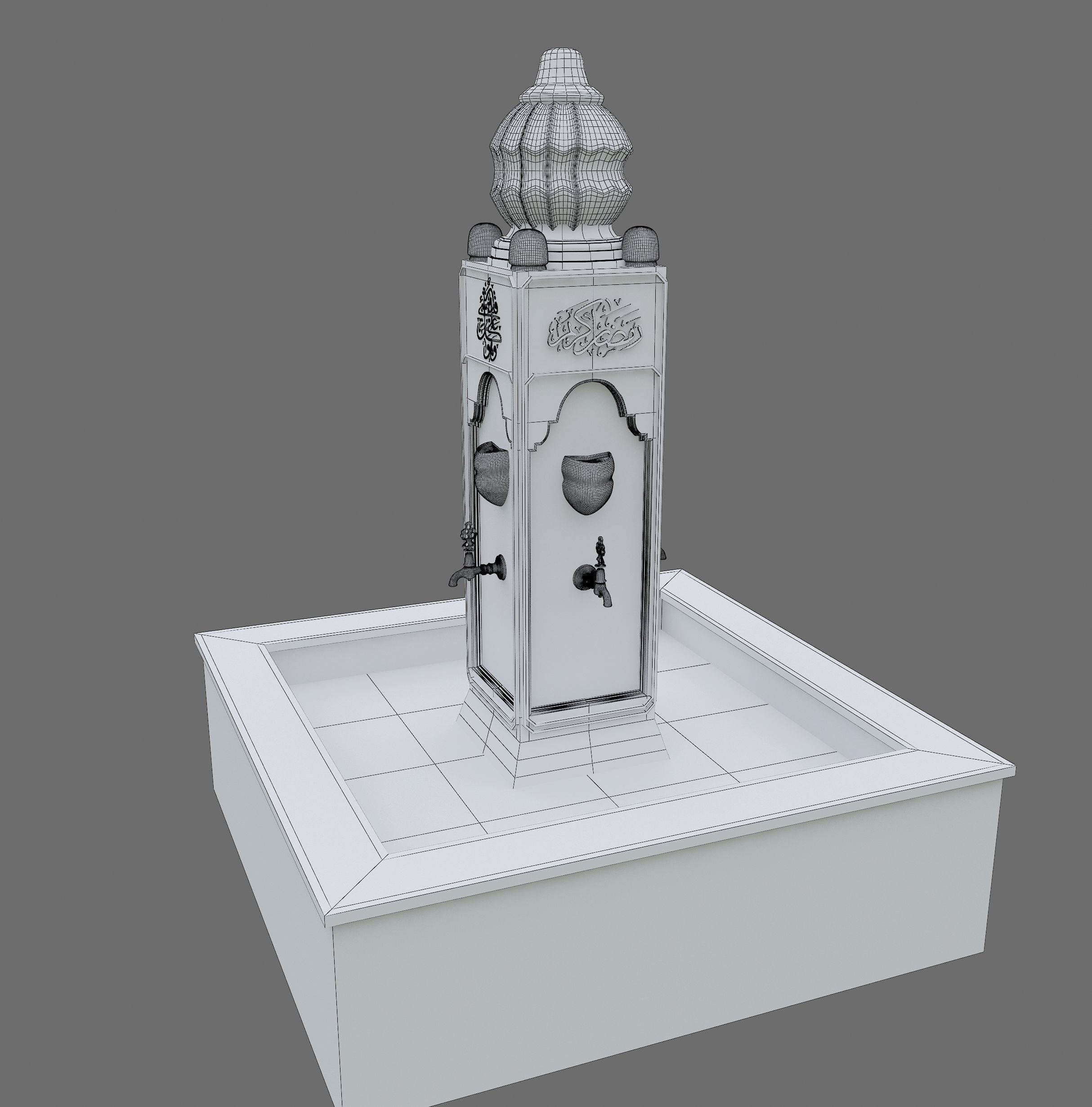 Medieval Water Fountain Islamic Ottoman Style Low-poly 3D model_27