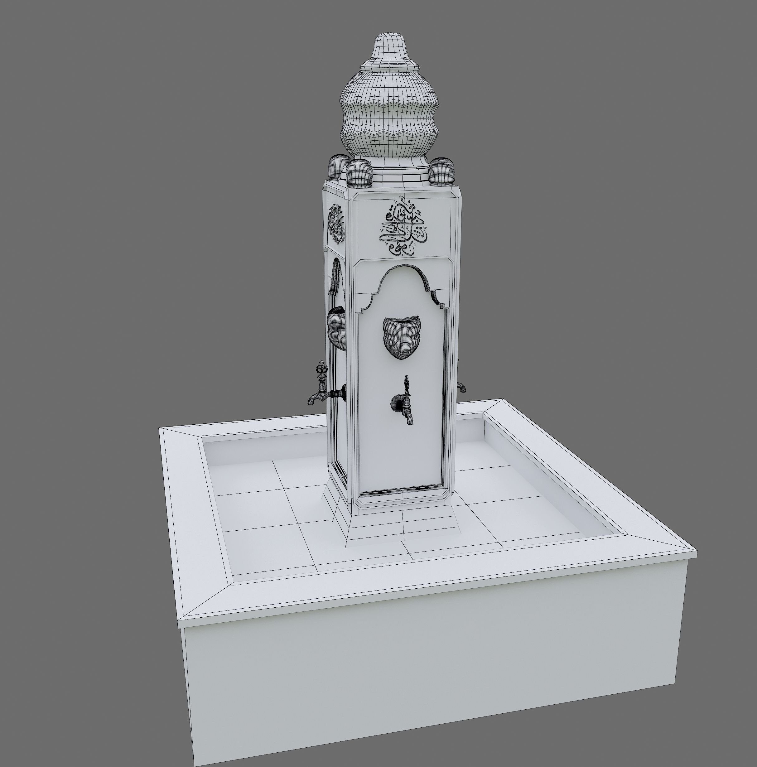 Medieval Water Fountain Islamic Ottoman Style Low-poly 3D model_24