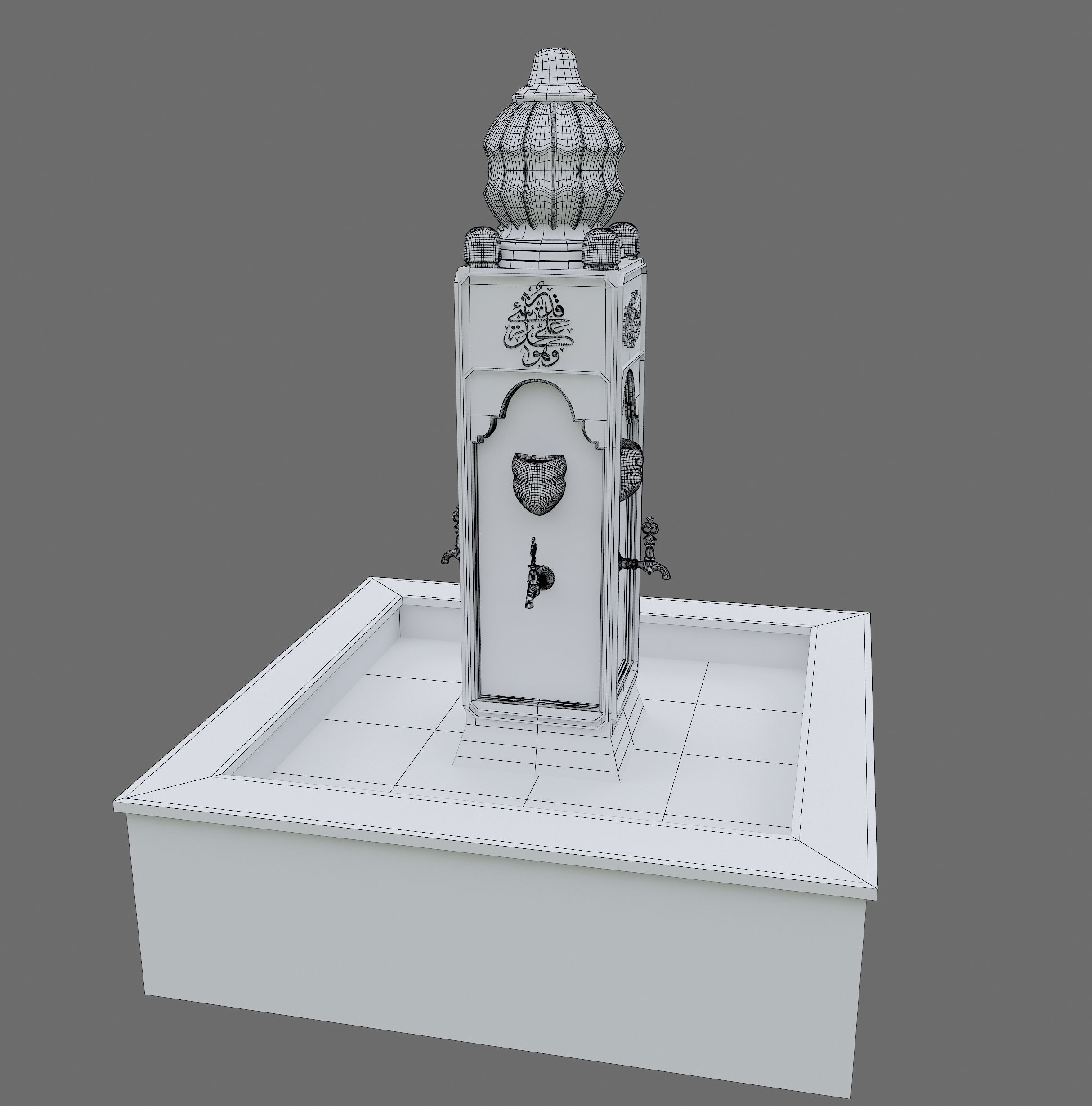 Medieval Water Fountain Islamic Ottoman Style Low-poly 3D model_23