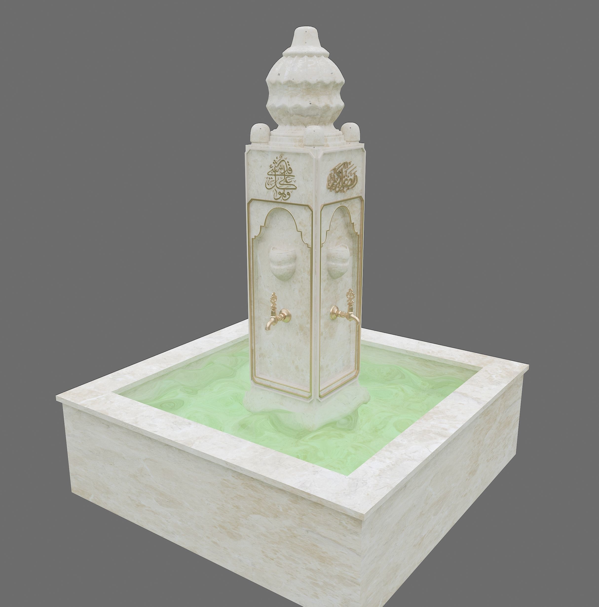 Medieval Water Fountain Islamic Ottoman Style Low-poly 3D model_4