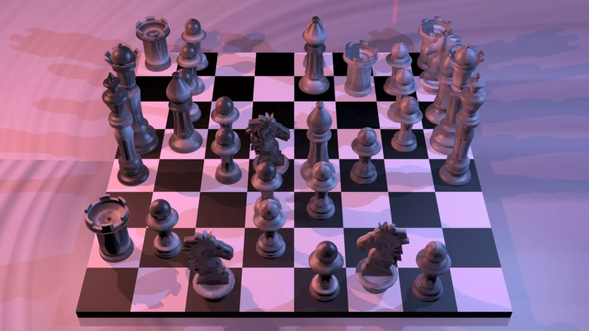 Chess pieces on board Free low-poly 3D model_0