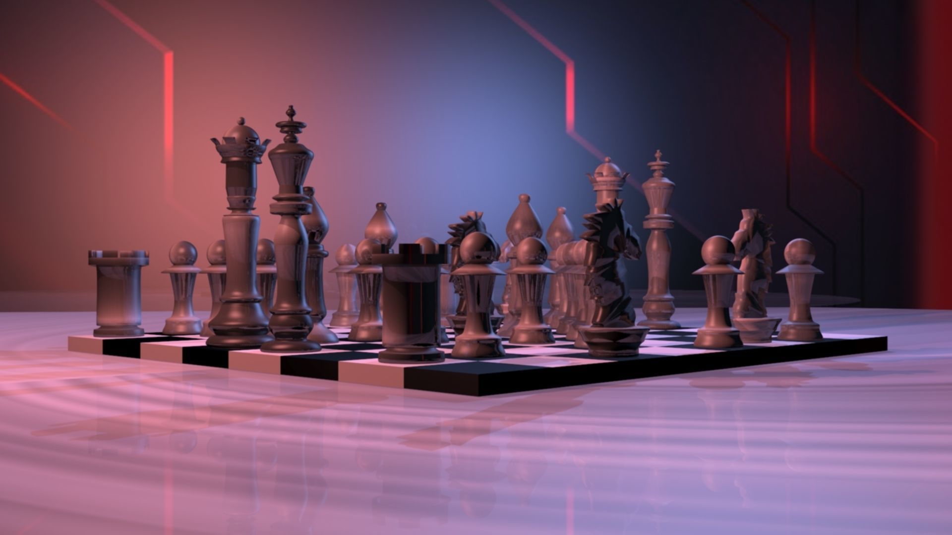 Chess pieces on board Free low-poly 3D model_3