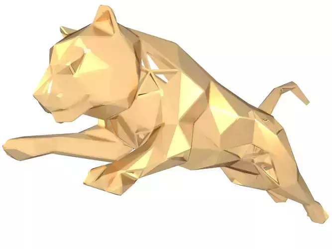 Polygonal tiger parametric 3D print model