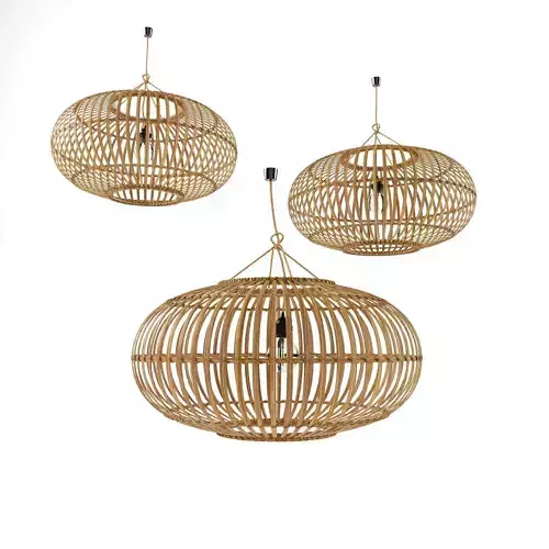 lamp rattan bamboo 3D model