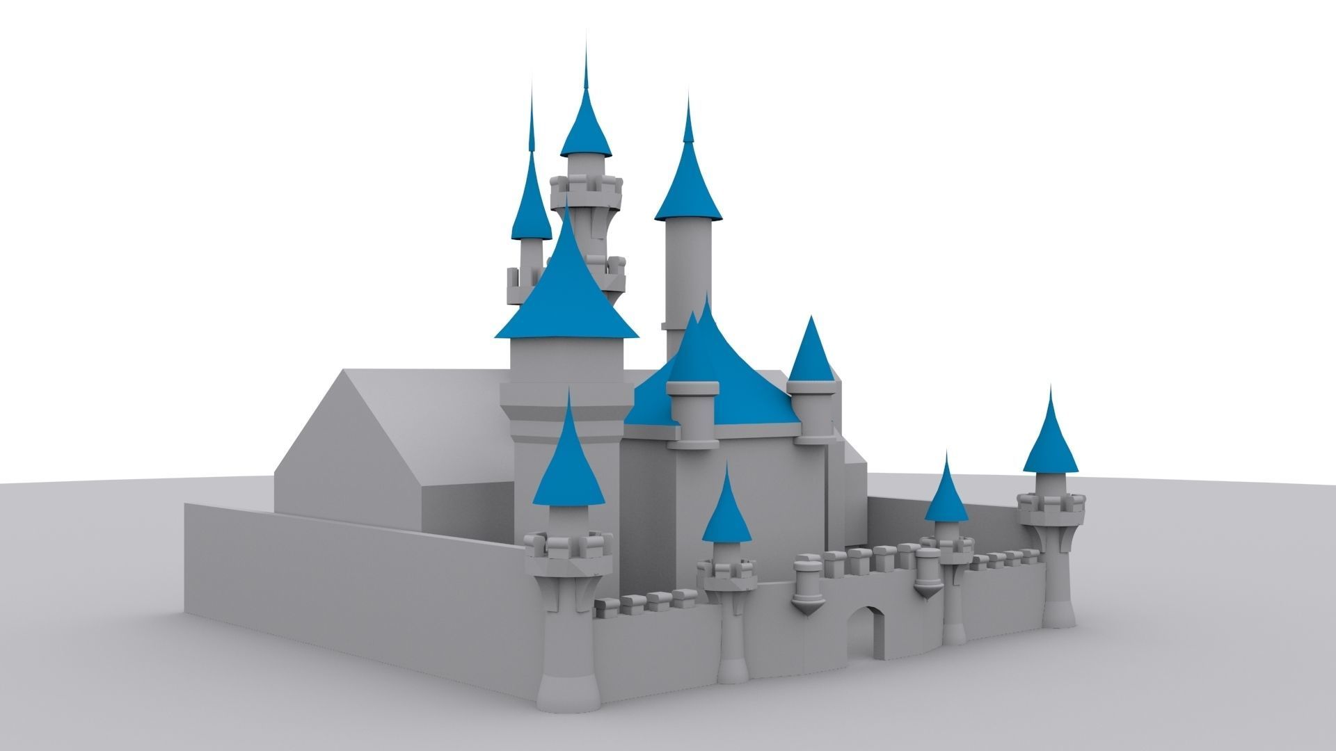 Castle disney with turrets Free low-poly 3D model_1