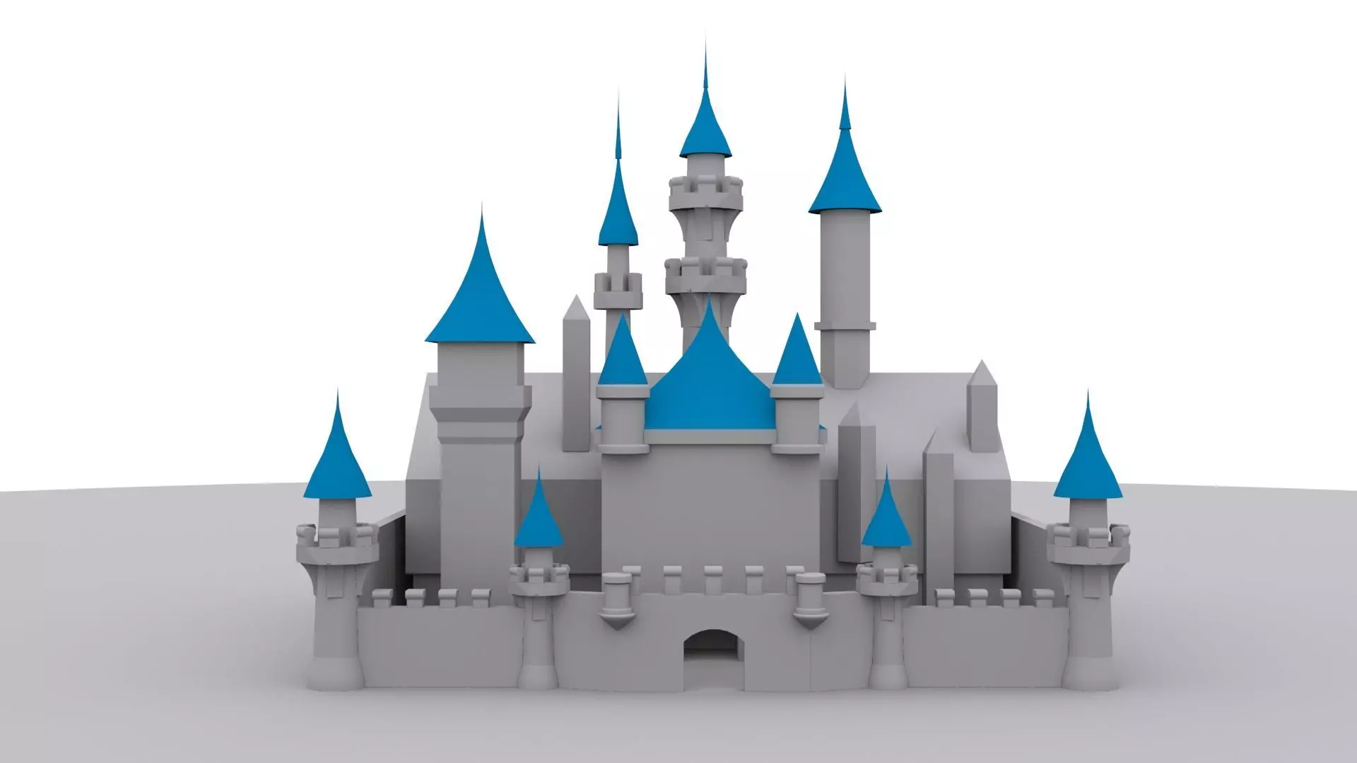 Castle disney with turrets Free low-poly 3D model_0