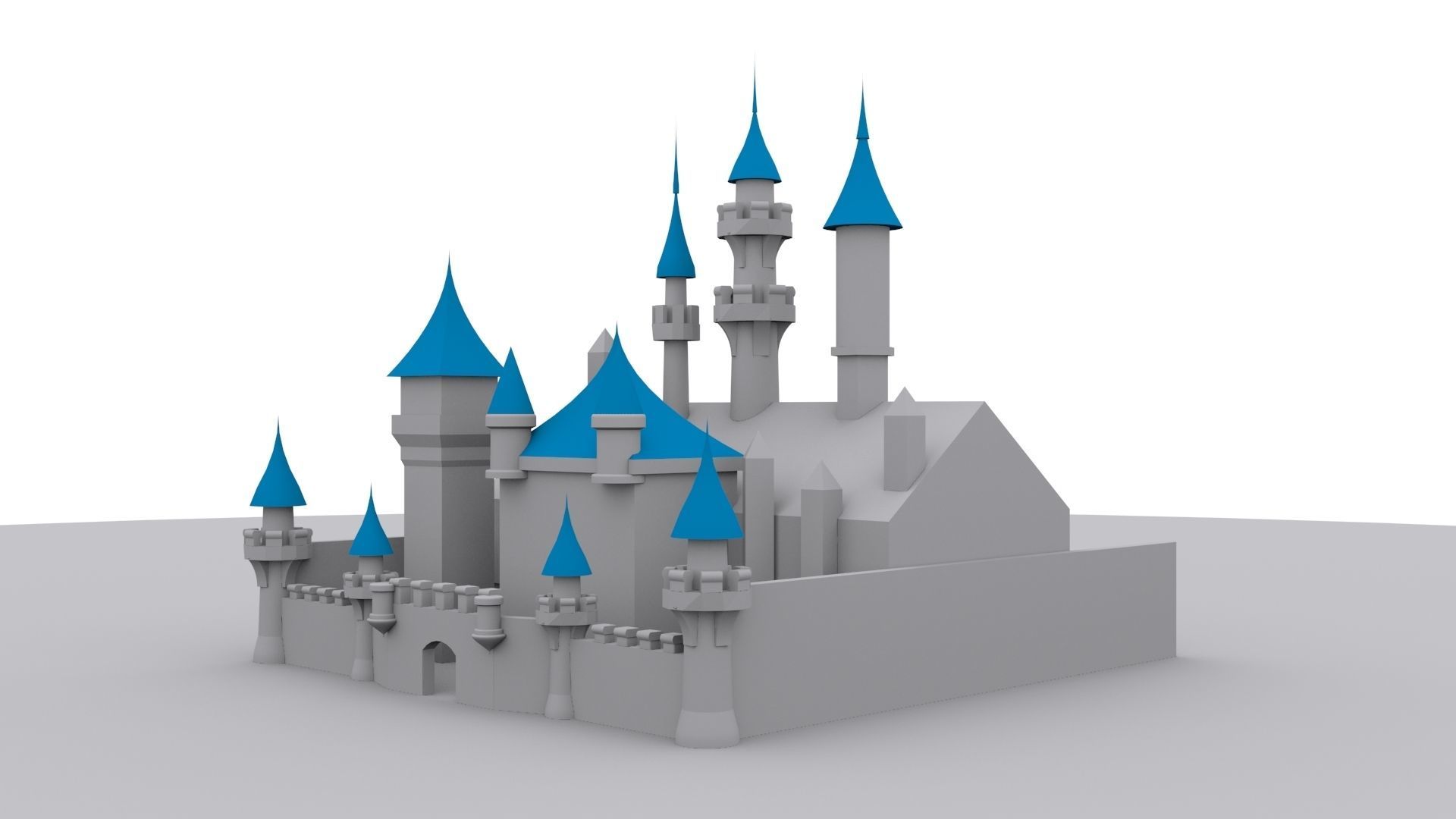 Castle disney with turrets Free low-poly 3D model_2