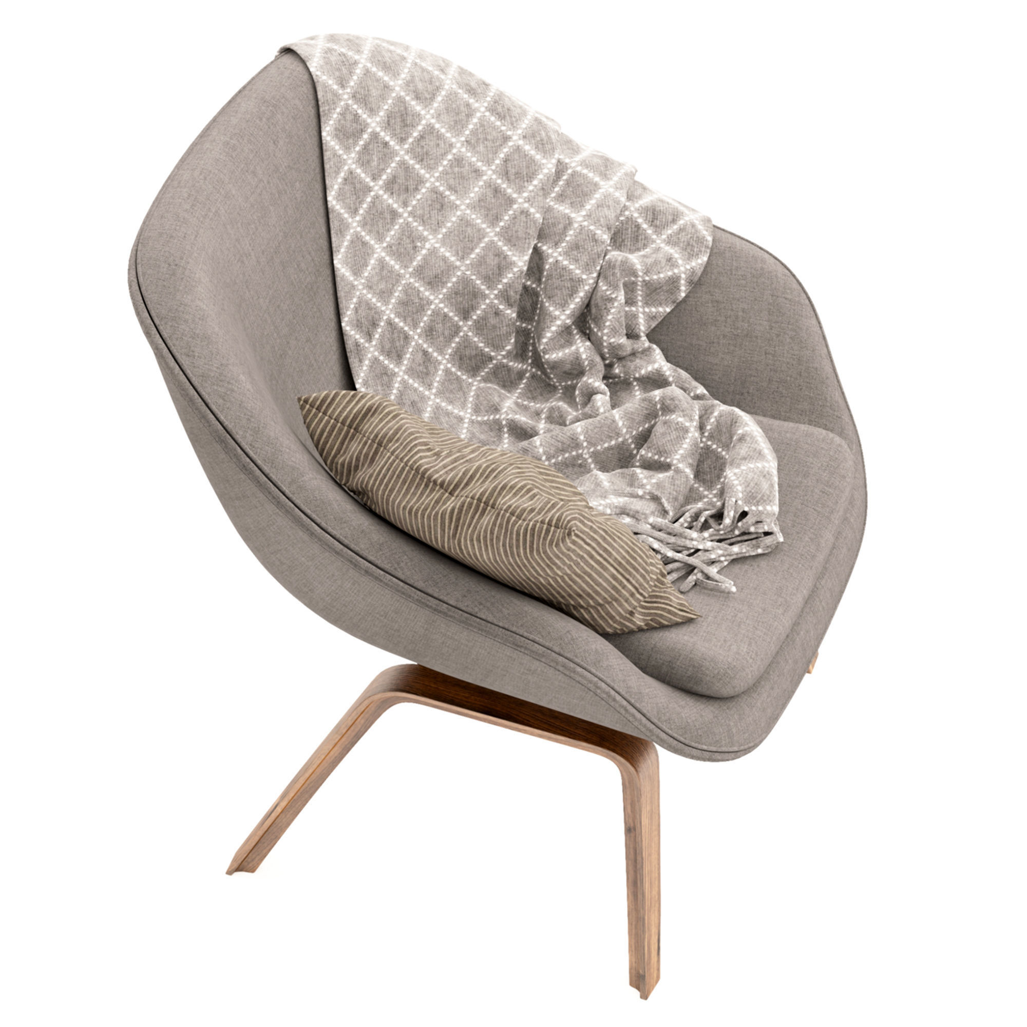 Modern looking Hay Armchair with blanket and cushion 3D model_4