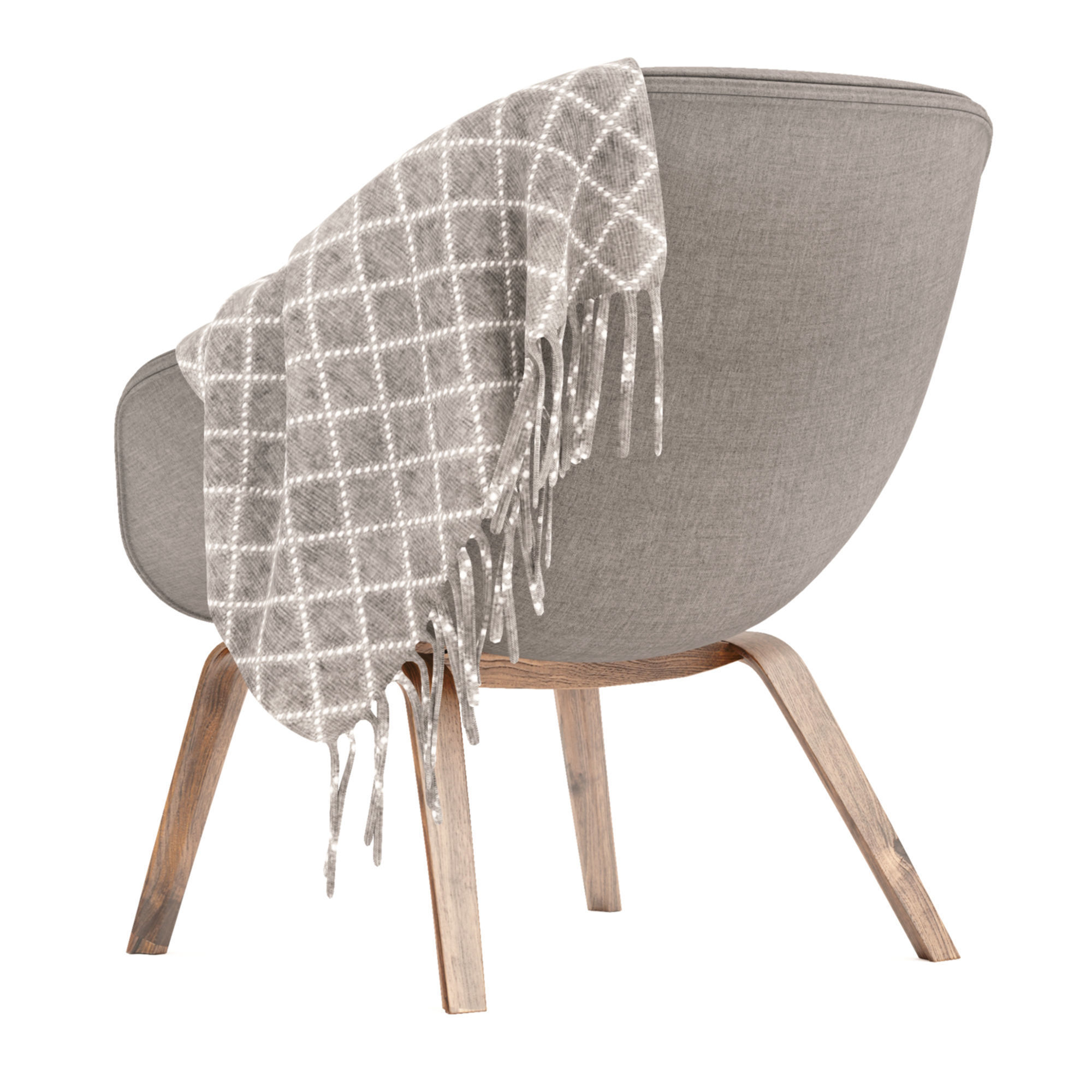 Modern looking Hay Armchair with blanket and cushion 3D model_3