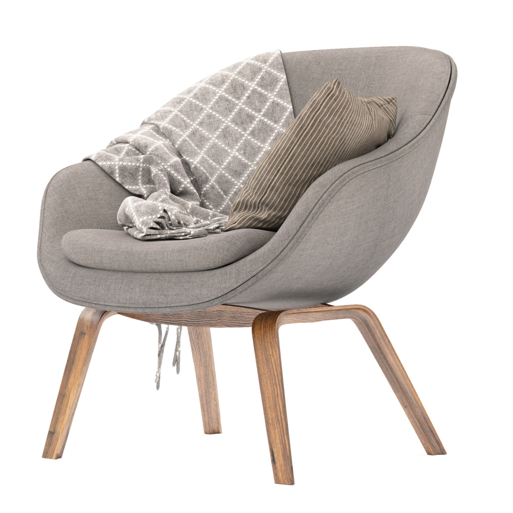 Modern looking Hay Armchair with blanket and cushion 3D model_5