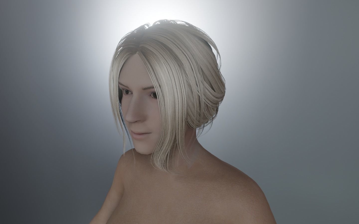 WOMAN HAIR 5 Low-poly 3D model_2