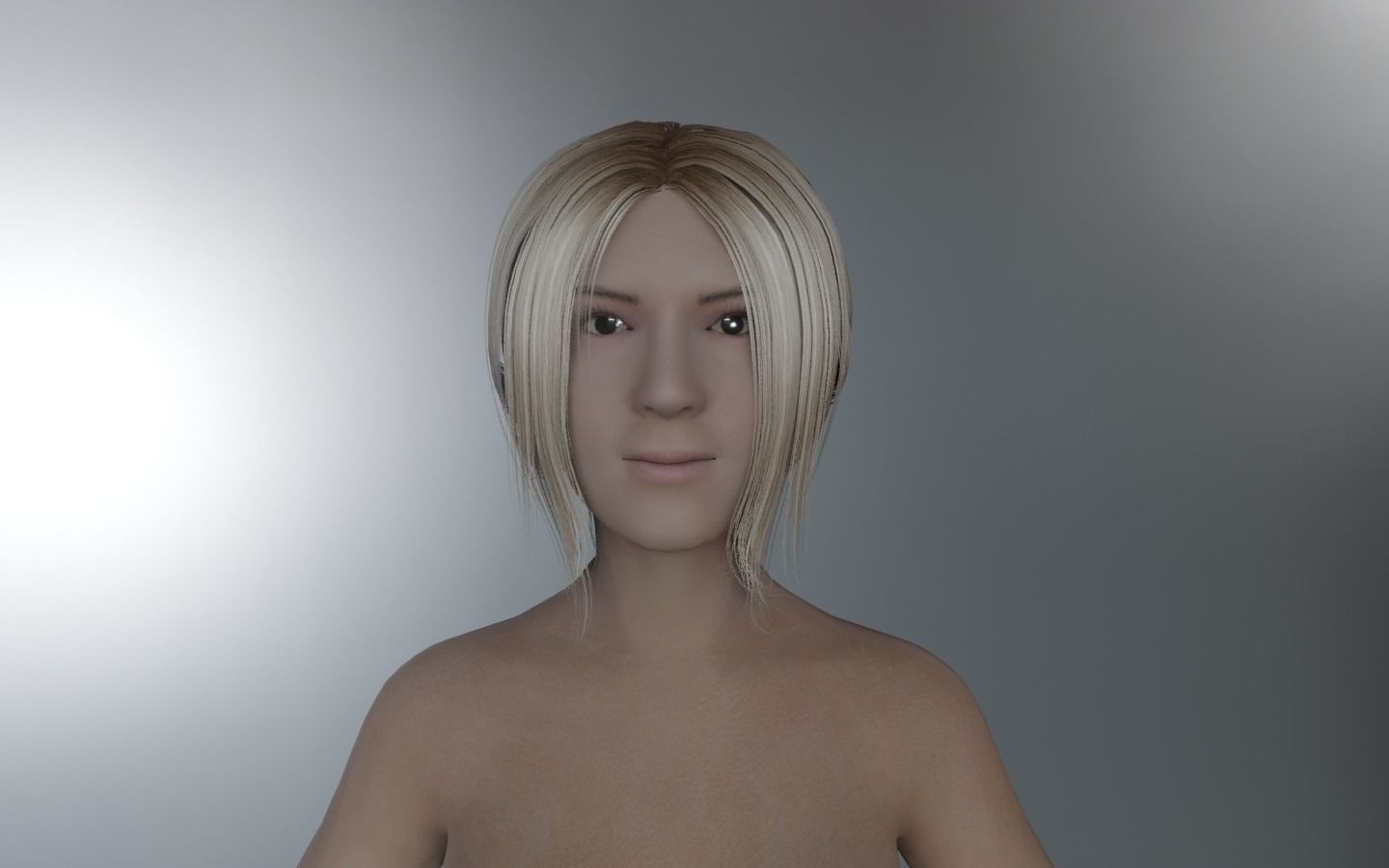 WOMAN HAIR 5 Low-poly 3D model_10