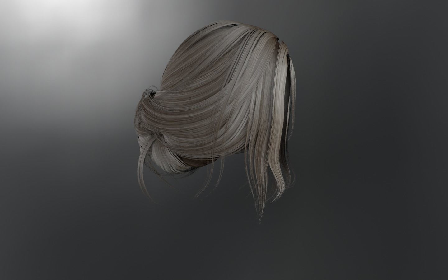 WOMAN HAIR 5 Low-poly 3D model_3
