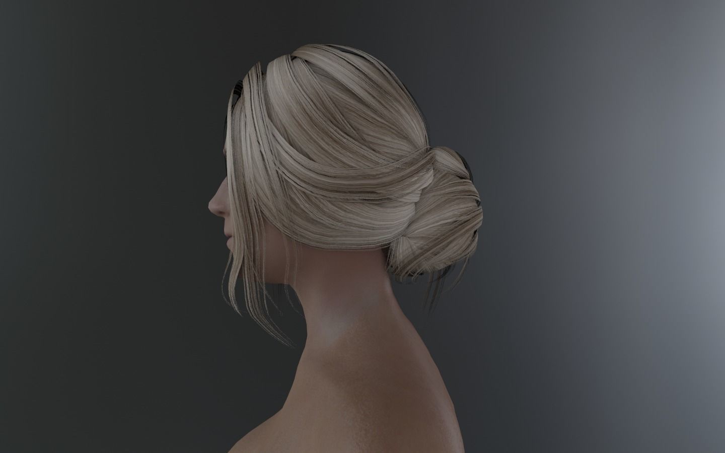 WOMAN HAIR 5 Low-poly 3D model_7