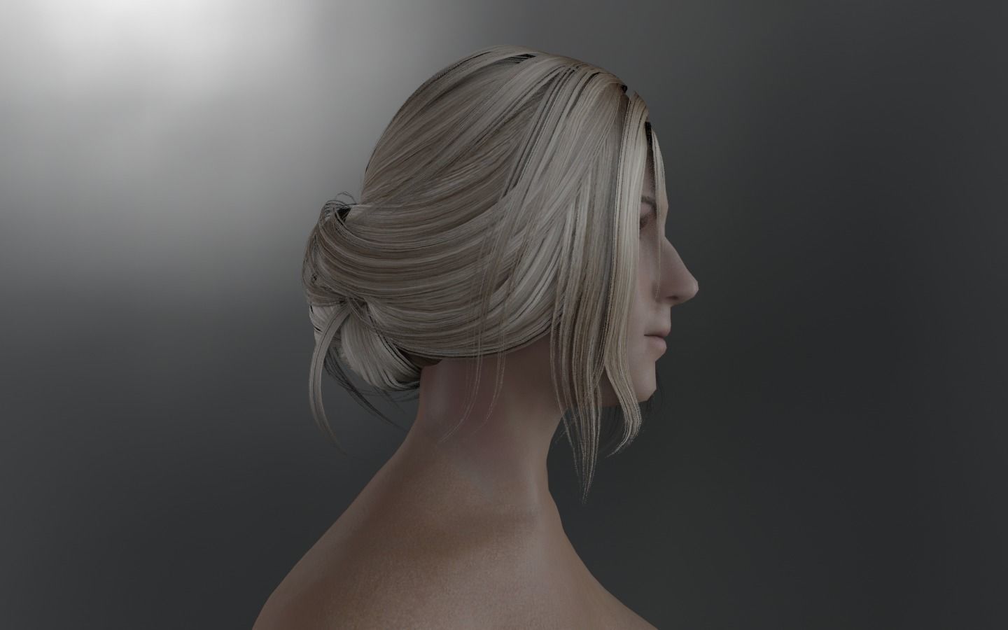 WOMAN HAIR 5 Low-poly 3D model_4