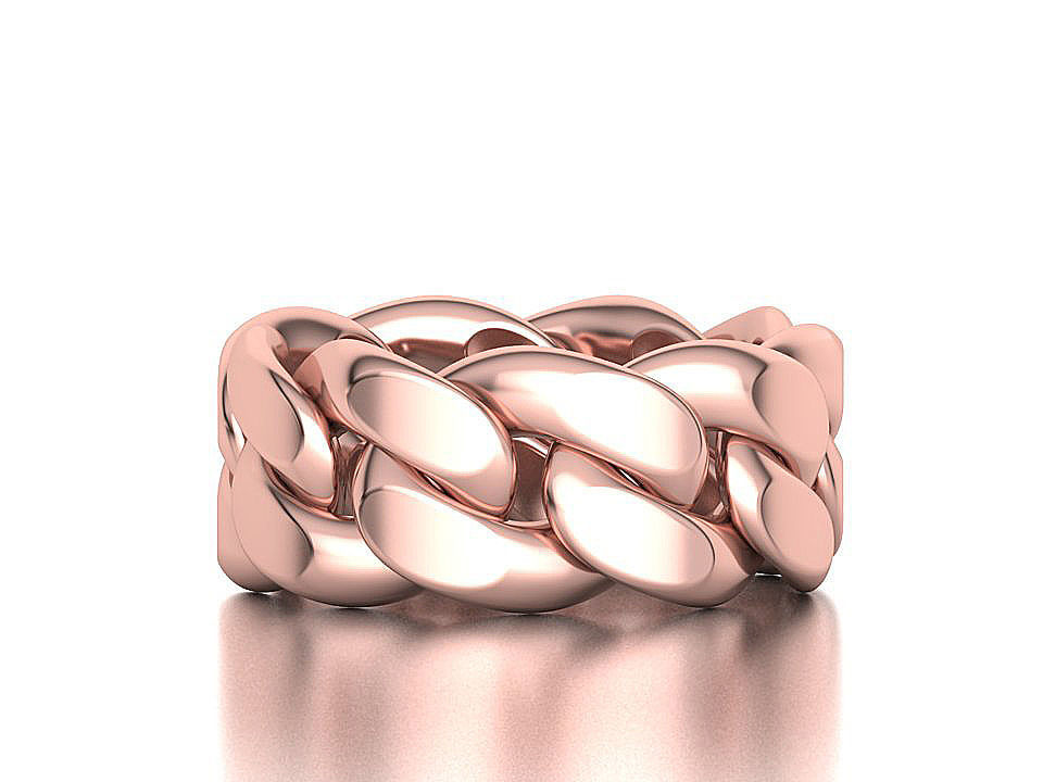 Cuban Link Chain Ring 10mm Wide ALL US-Chart FINGER SIZES 3D print model_2