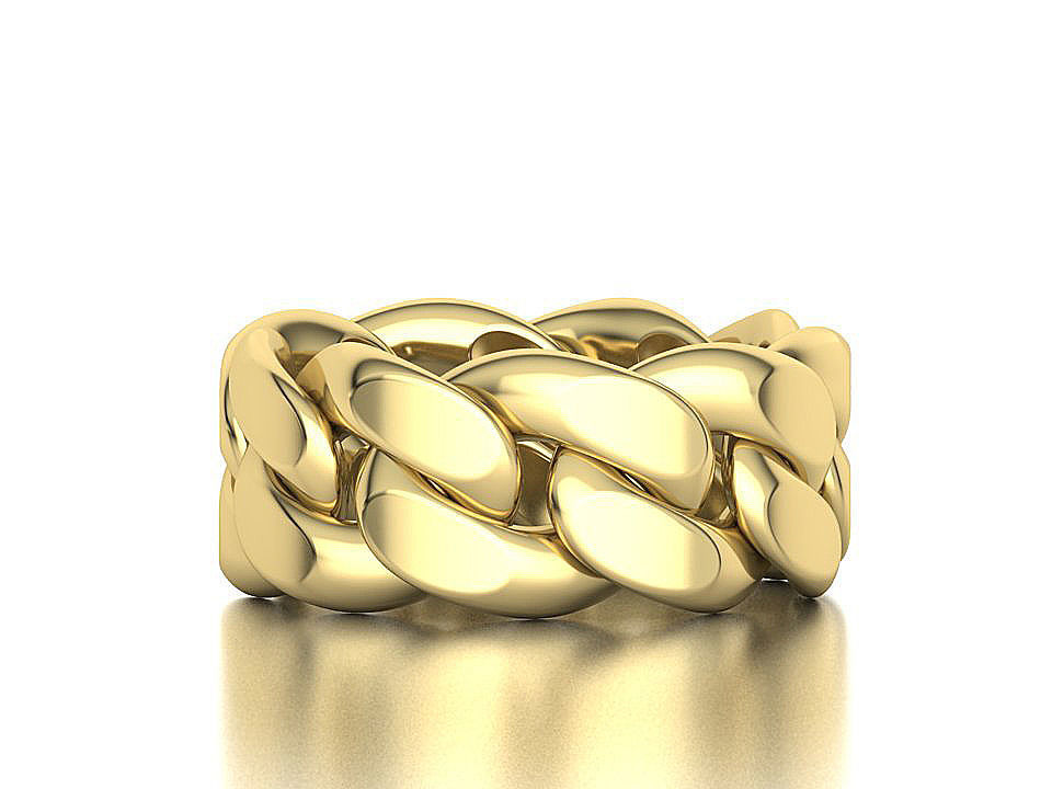 Cuban Link Chain Ring 10mm Wide ALL US-Chart FINGER SIZES 3D print model_3