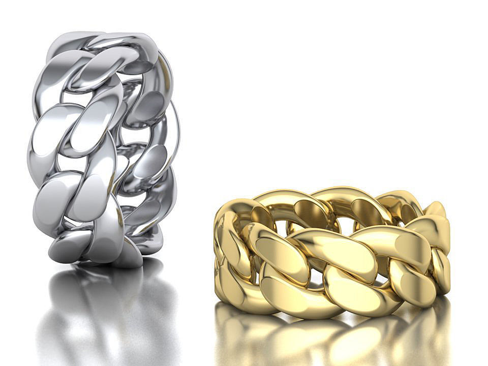 Cuban Link Chain Ring 10mm Wide ALL US-Chart FINGER SIZES 3D print model_4