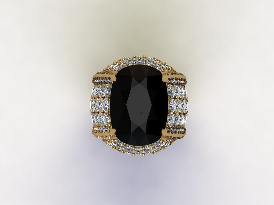 Black Big Gem with diamond for man Fashion 2020 R27 3D model_4