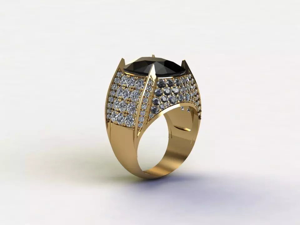 Black Big Gem with diamond for man Fashion 2020 R27 3D model_0