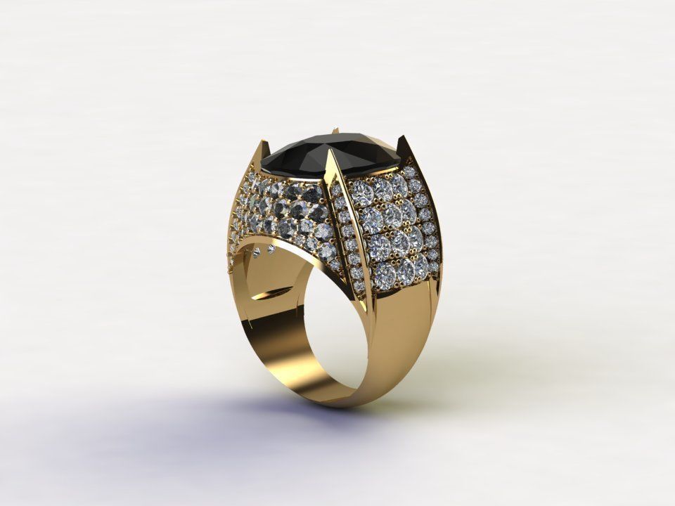 Black Big Gem with diamond for man Fashion 2020 R27 3D model_1