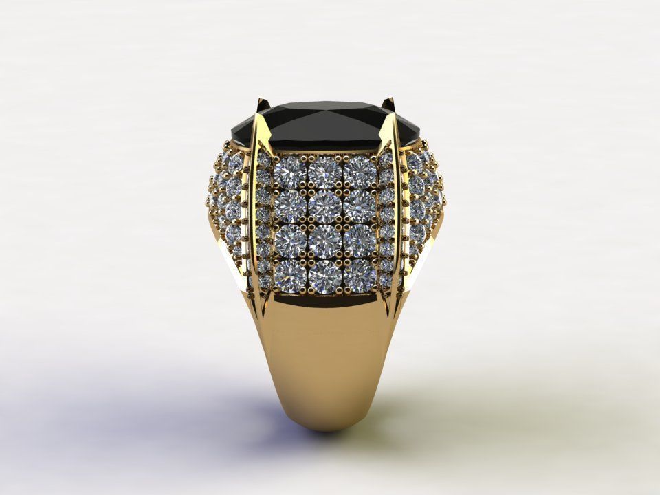 Black Big Gem with diamond for man Fashion 2020 R27 3D model_5