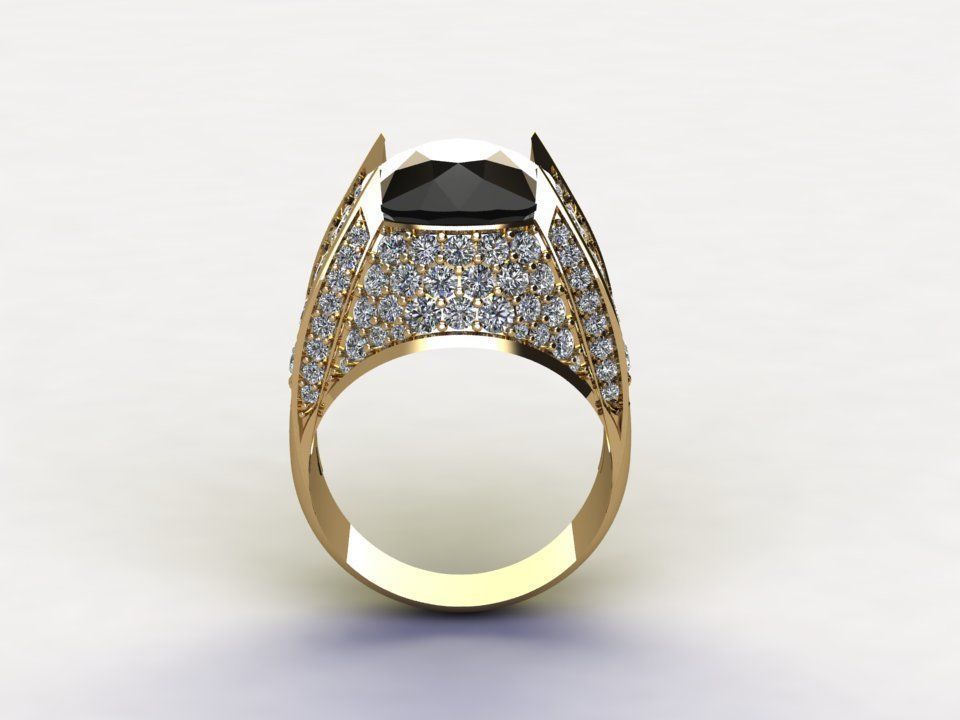 Black Big Gem with diamond for man Fashion 2020 R27 3D model_3