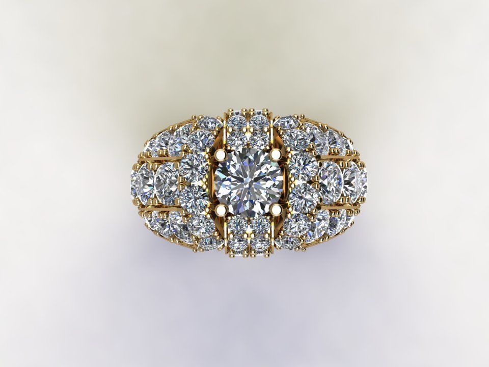 Man Ring diamond fashion model 2020 cad file gold light R25 3D model_4