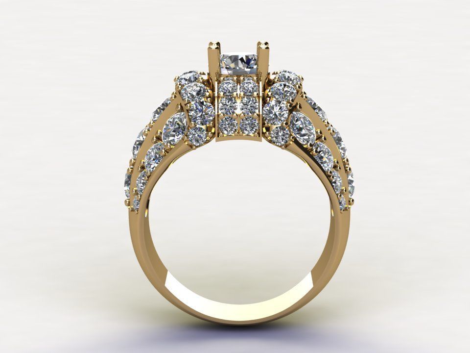 Man Ring diamond fashion model 2020 cad file gold light R25 3D model_3