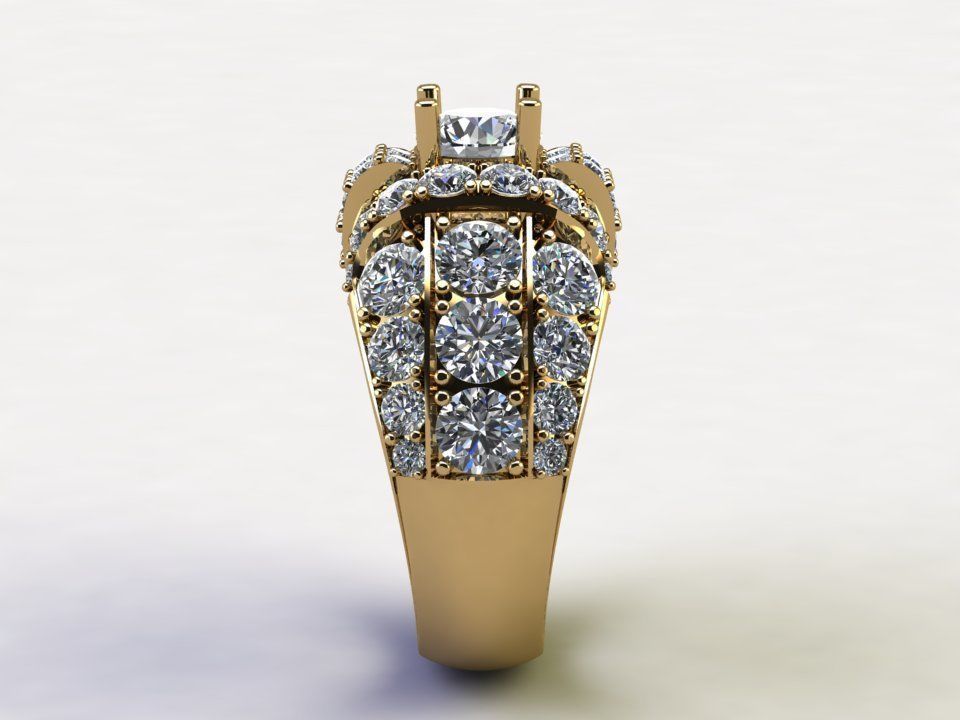 Man Ring diamond fashion model 2020 cad file gold light R25 3D model_5