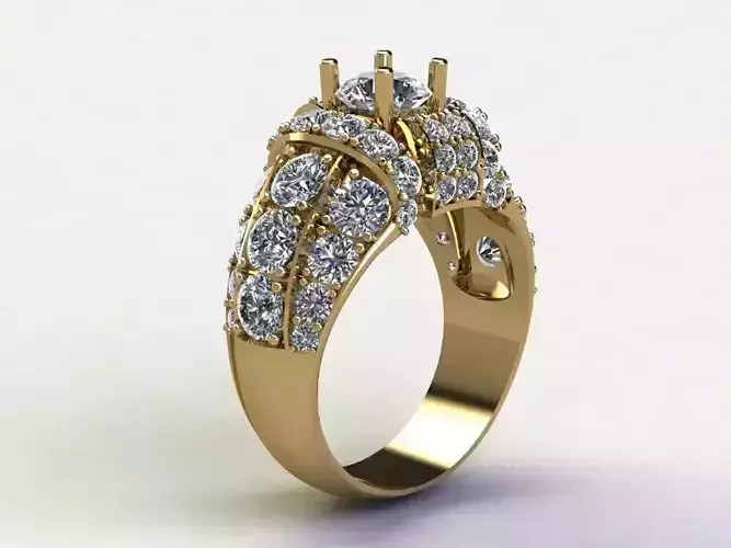 Man Ring diamond fashion model 2020 cad file gold light R25